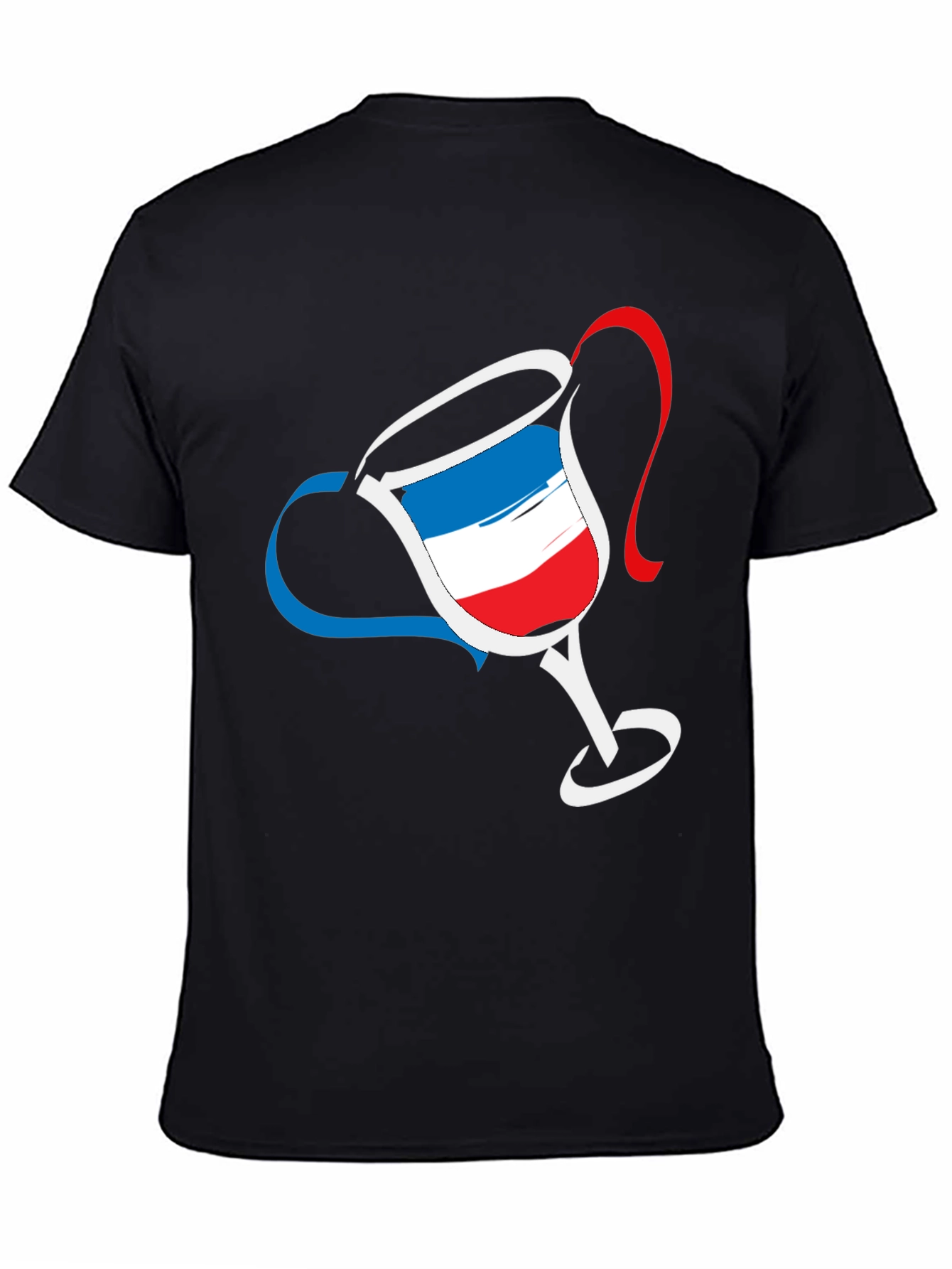 Black French Flag Wine Glass Graphic Tee - Men's Black T-Shirt view 4