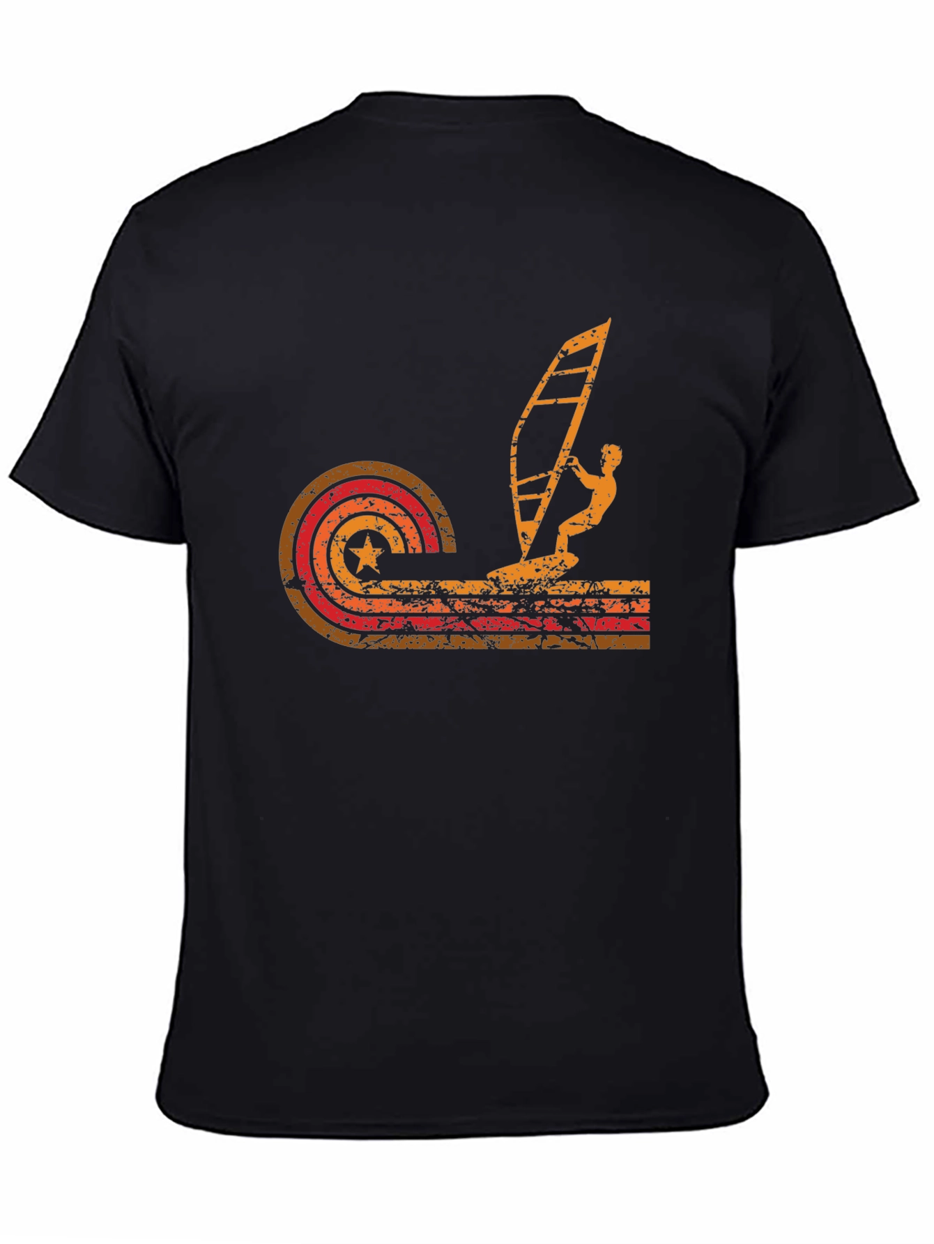 Black Retro Windsurfing T-Shirt - Black view 4