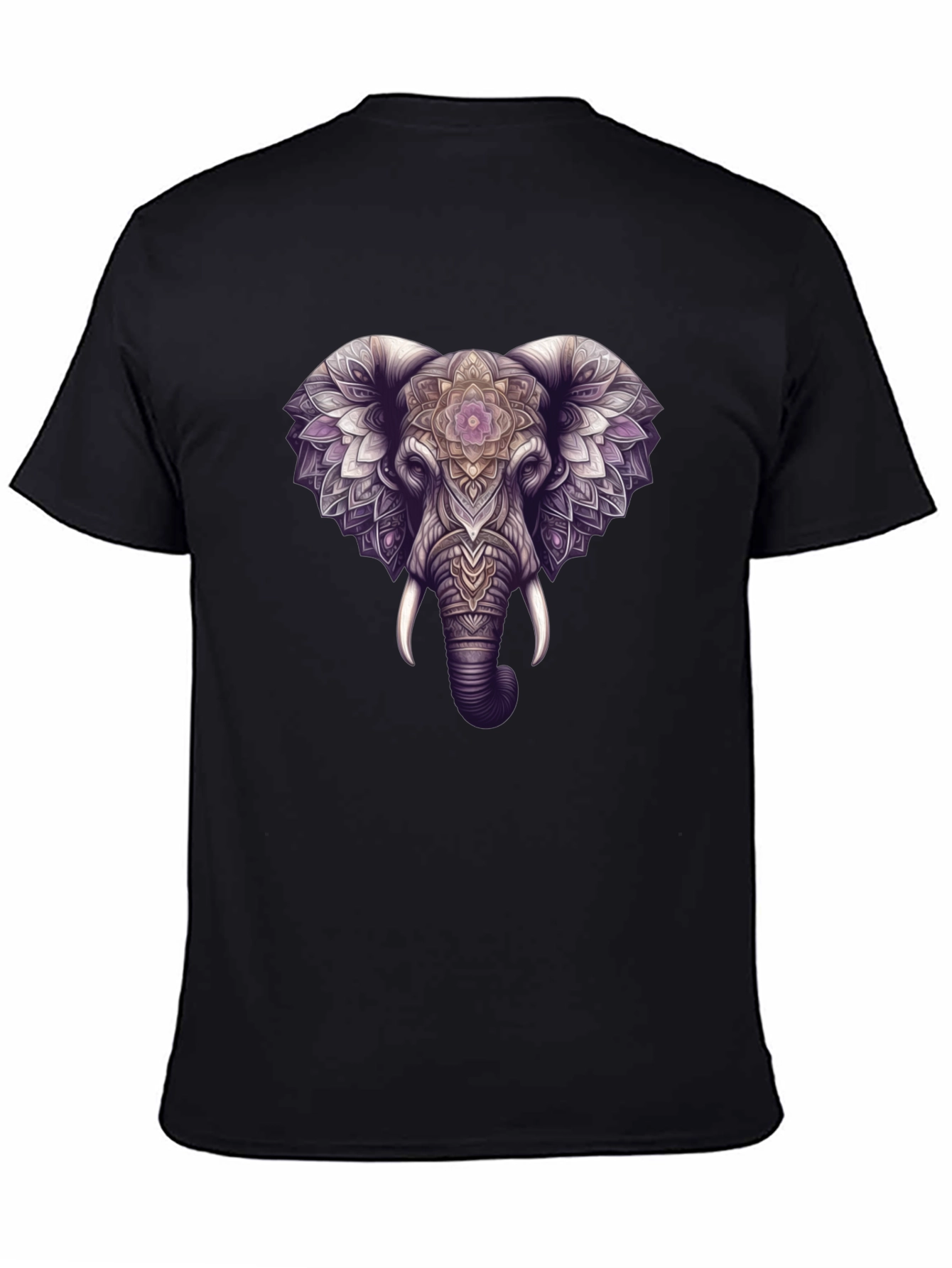 Black Elephant Mandala Graphic Black Tee view 4