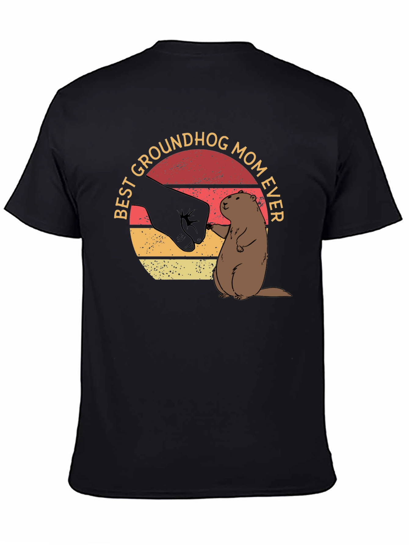 Black Best Groundhog Mom Ever T-Shirt view 4