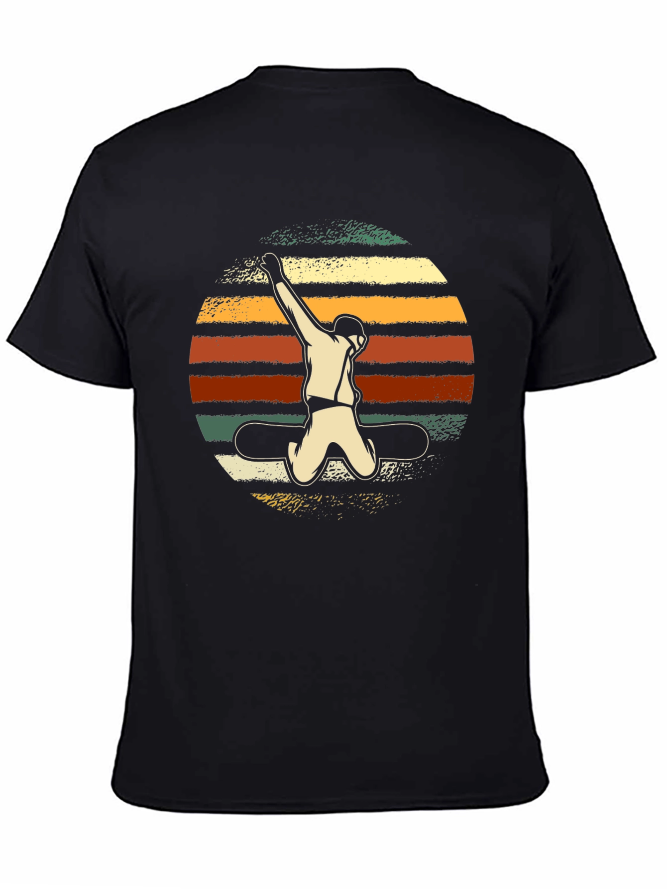 Black Retro Snowboarder T-Shirt - Vintage Style Black Tee view 4