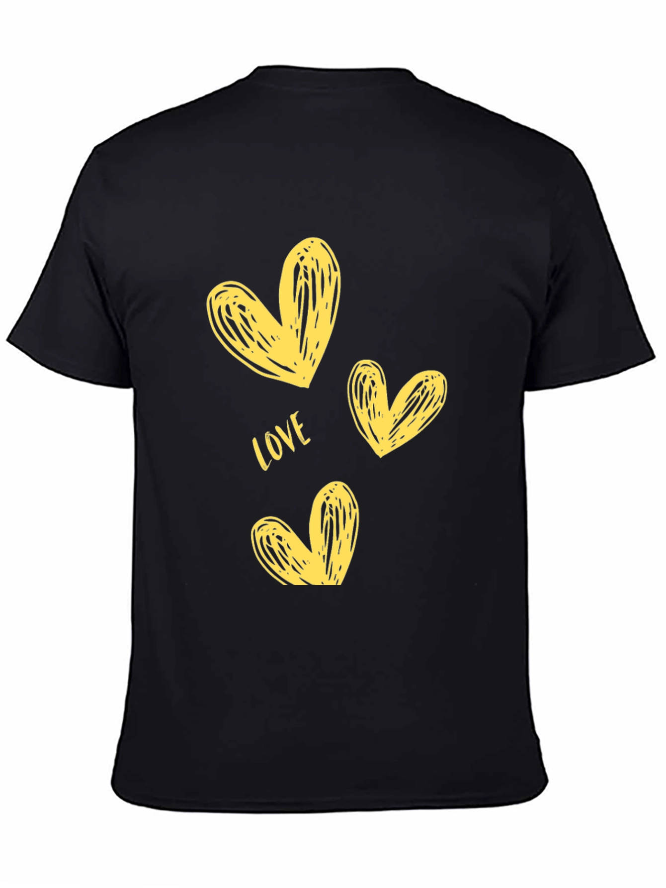 Black Love Heart Print Crew Neck T-Shirt - Black view 4