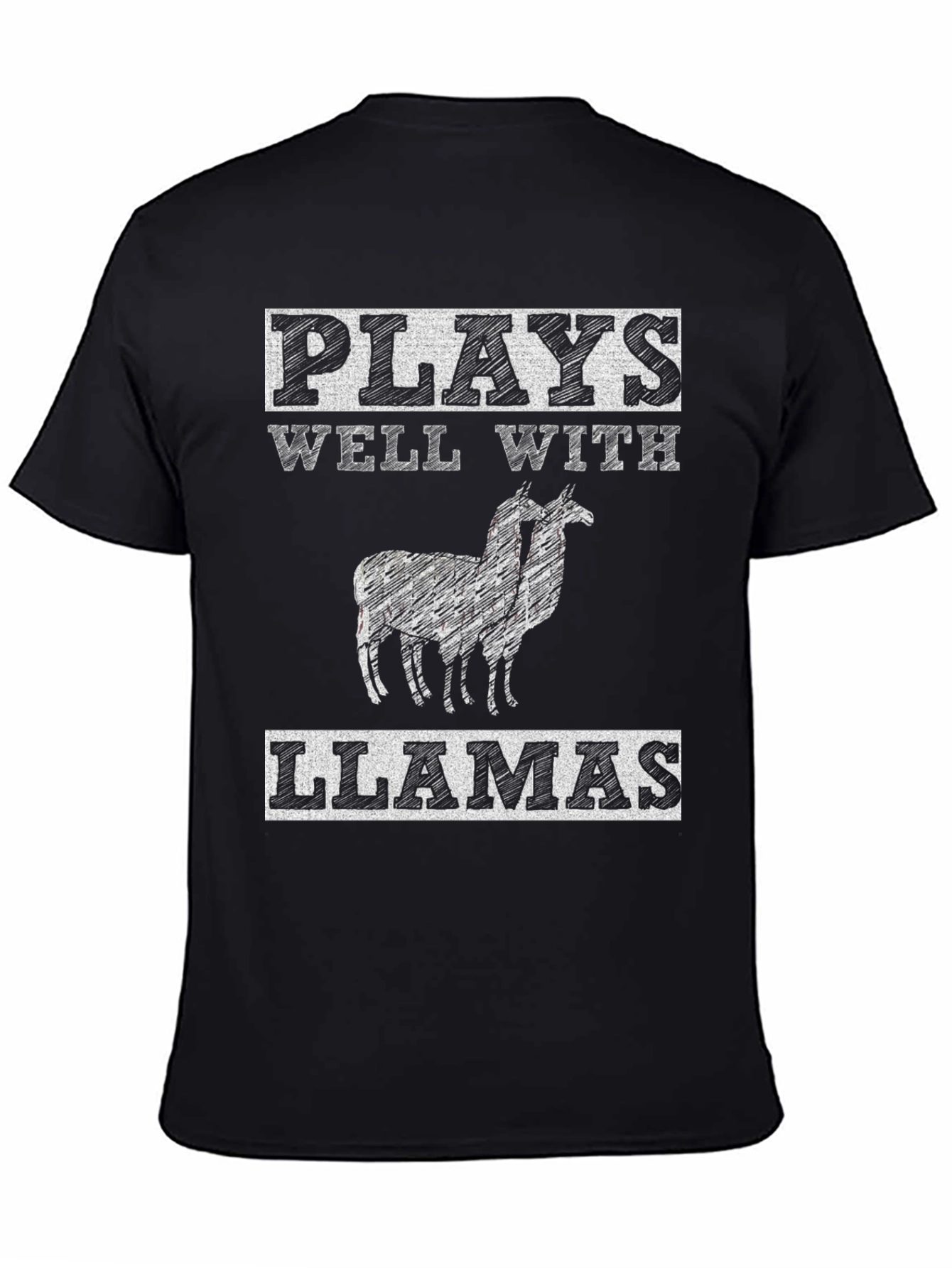 Black Plays Well with Llamas Graphic Tee view 4