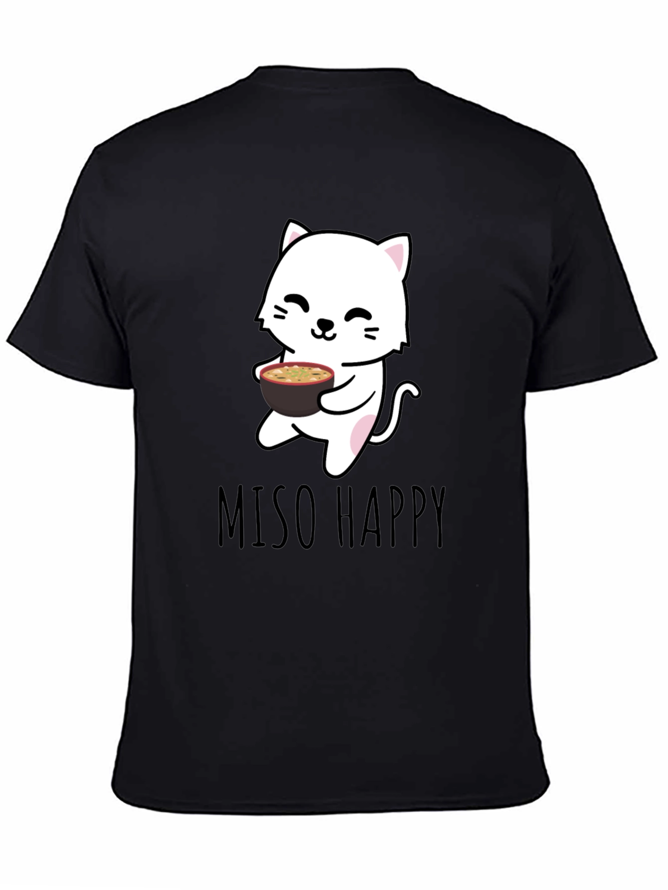 Black Miso Happy Cat T-Shirt - Black view 4
