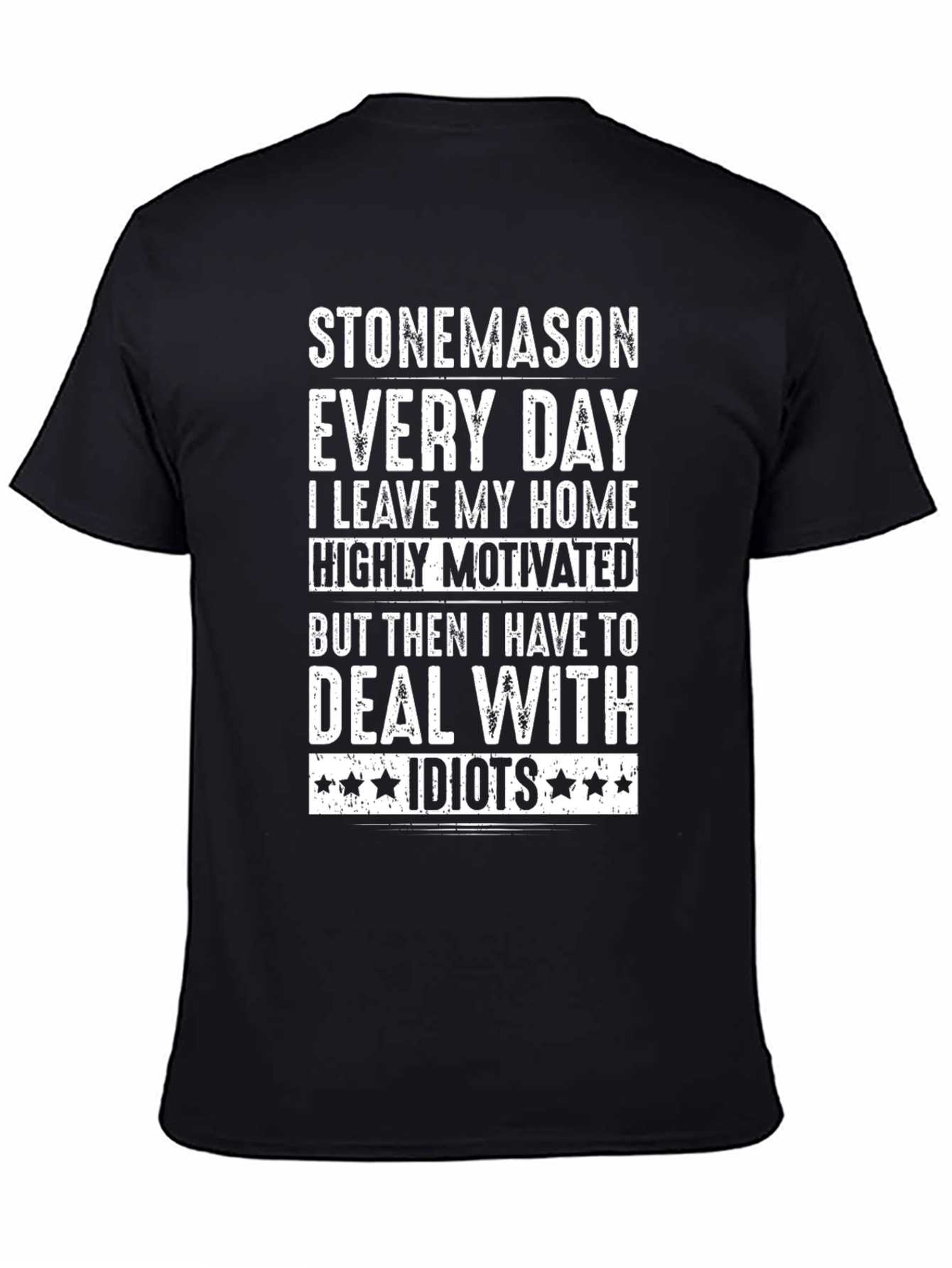 Black Stonemason Graphic Tee - Deal with Idiots T-Shirt view 4