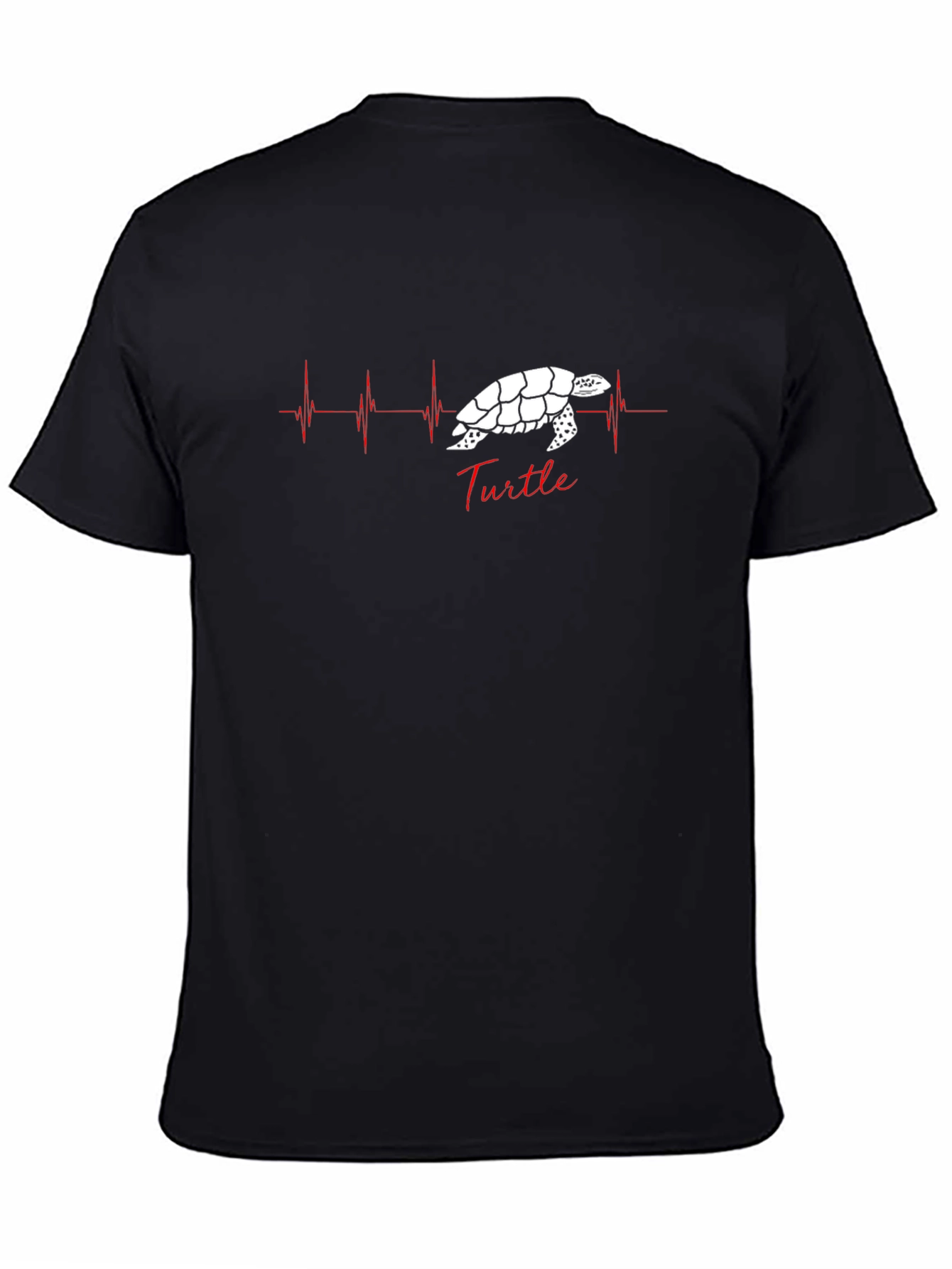 Black Turtle Heartbeat Graphic Tee - Unisex Black T-Shirt view 4