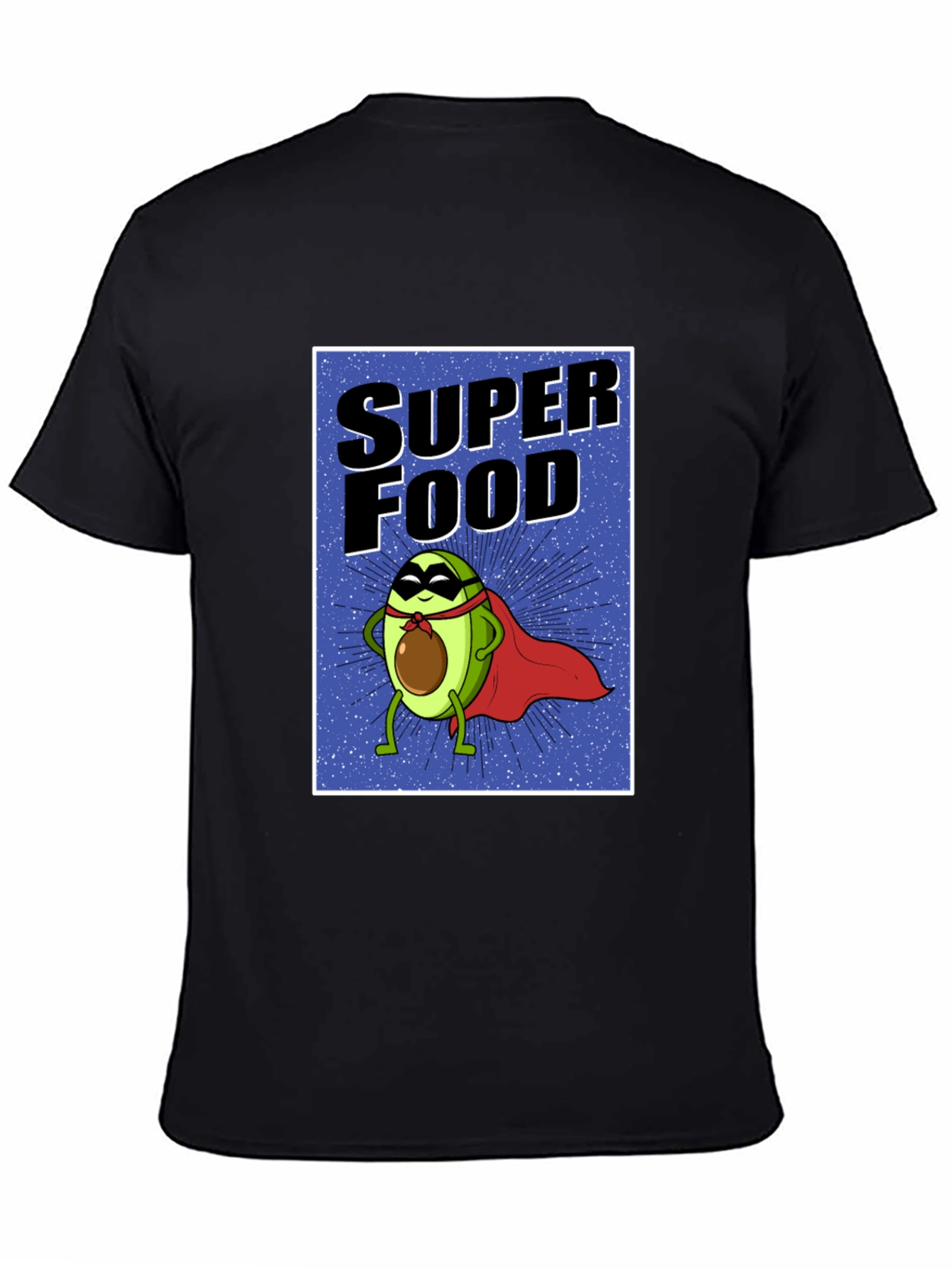 Black Super Food Avocado T-Shirt - Novelty Superhero Tee view 4