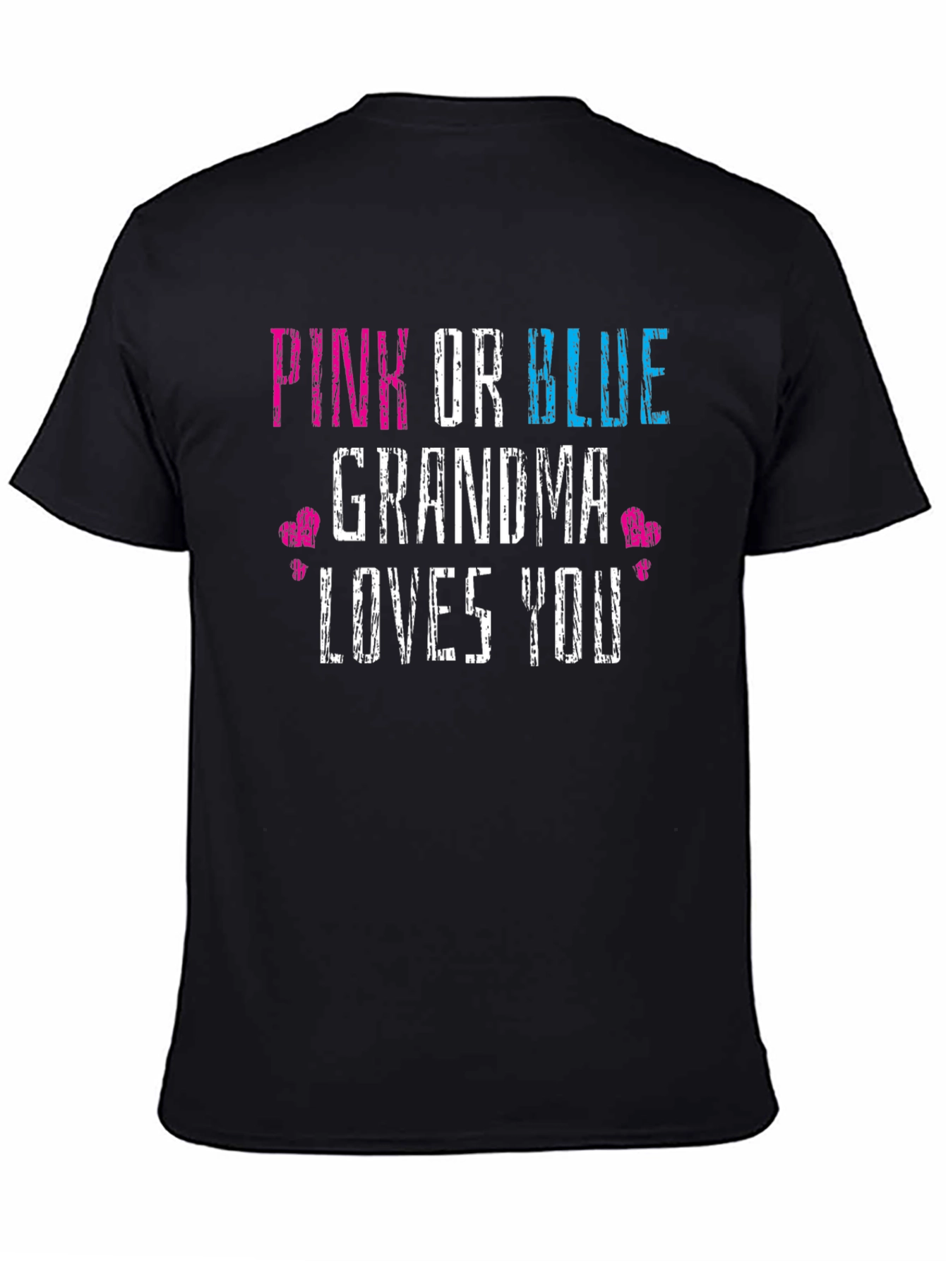 Black Pink or Blue Grandma Loves You Gender Reveal T-Shirt view 4