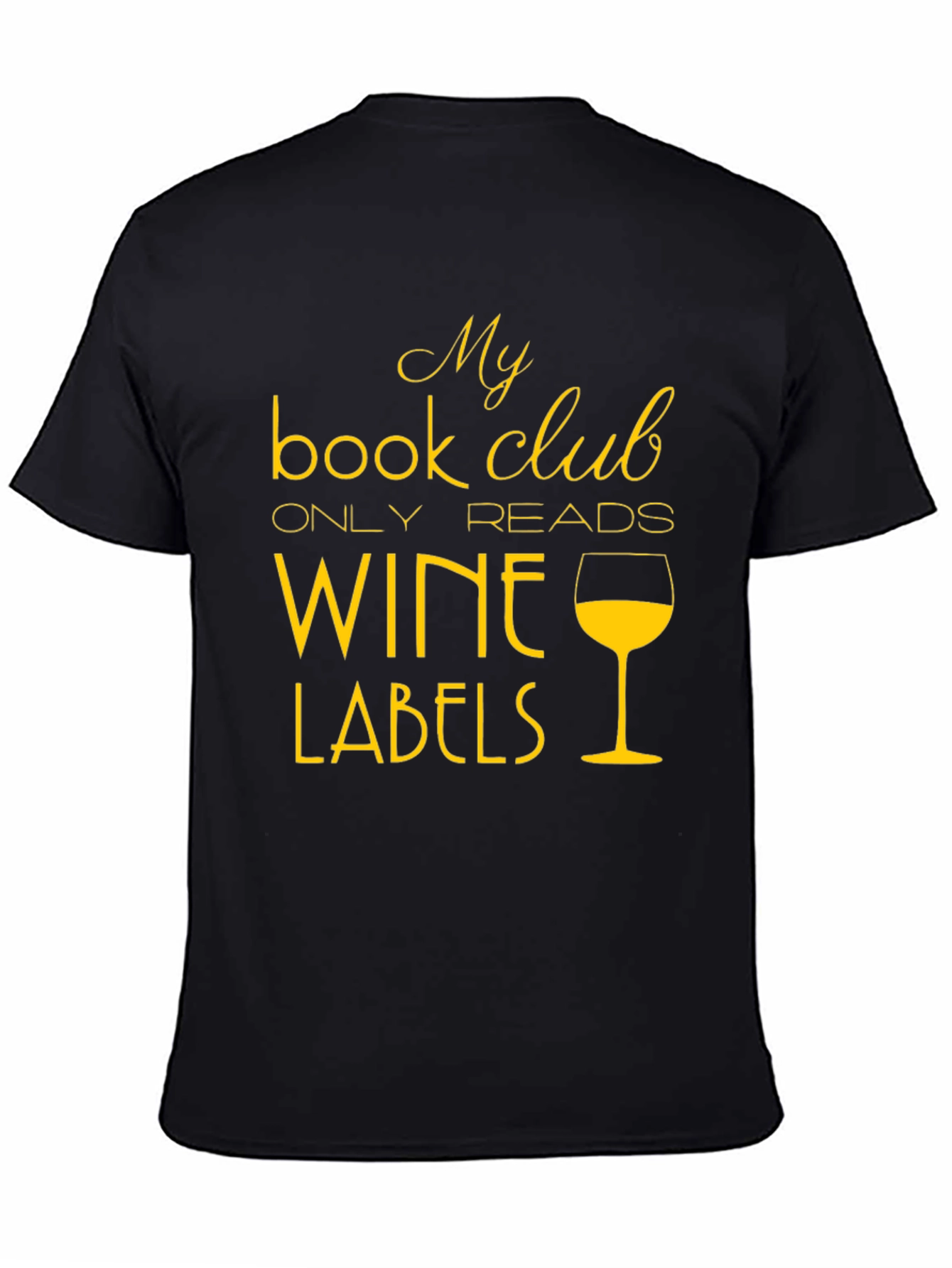 Black Wine Labels Book Club T-Shirt view 4