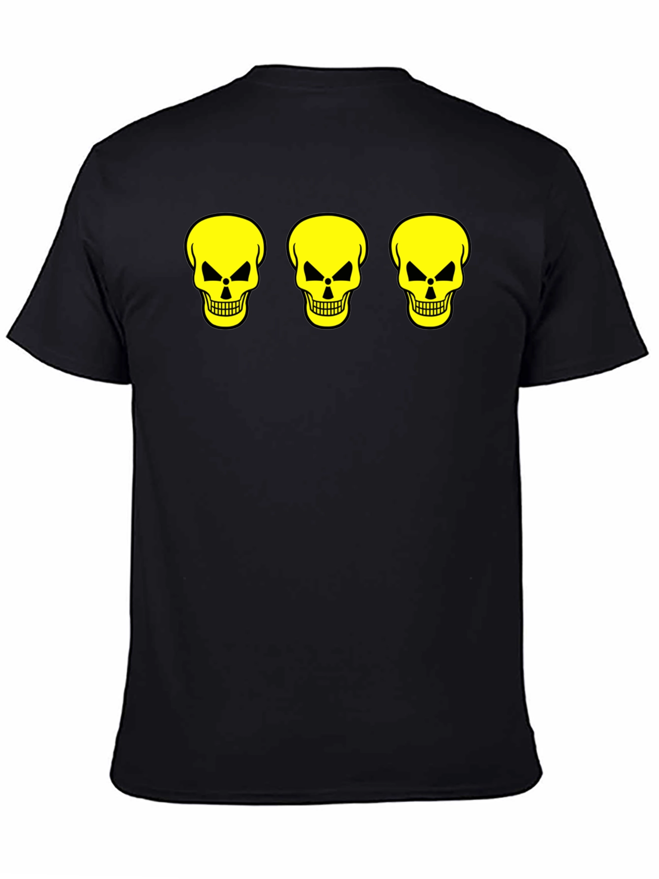 Black Skull Trio Graphic Tee - Black Cotton T-Shirt view 4