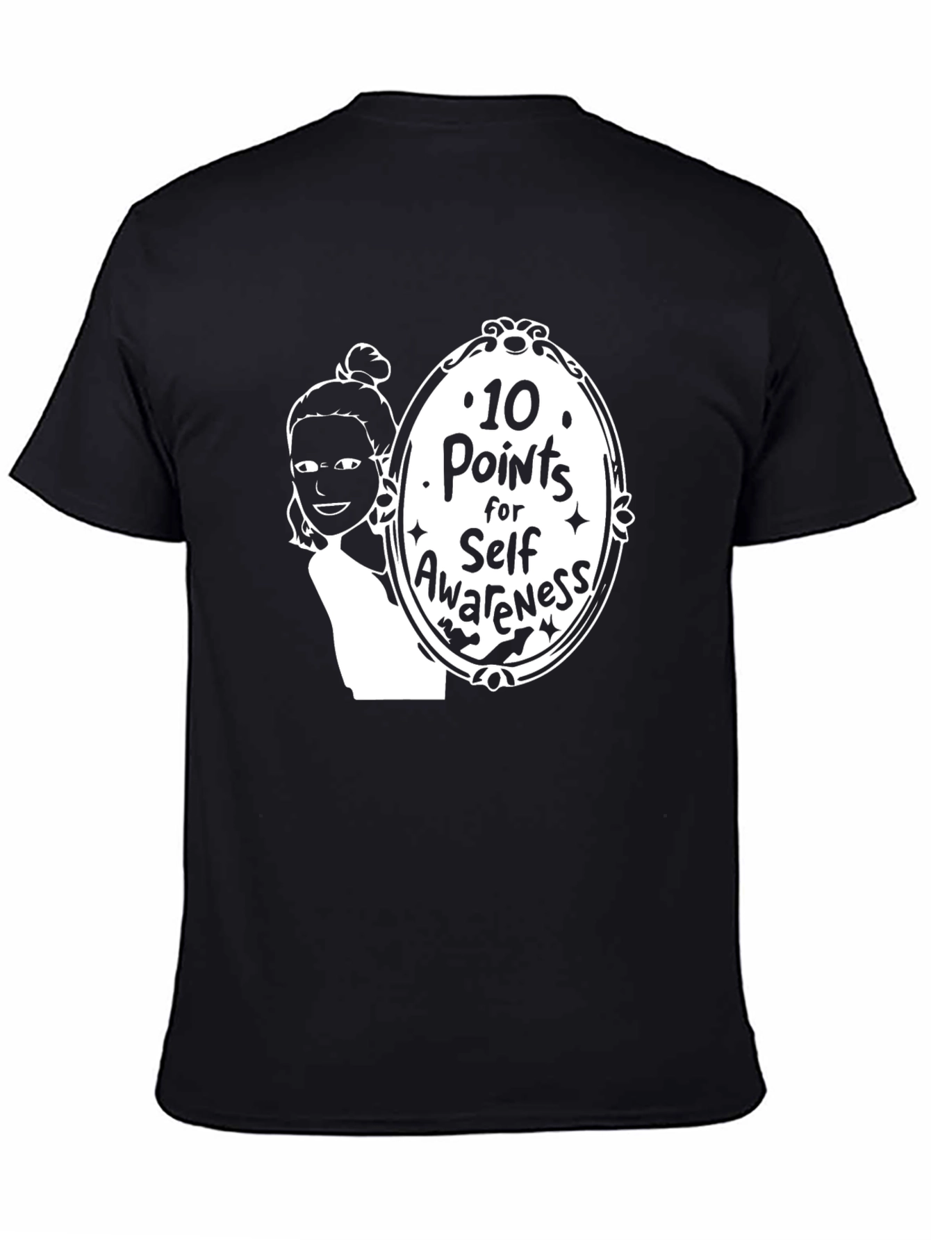 Black 10 Points for Self-Awareness Black Graphic Tee view 4