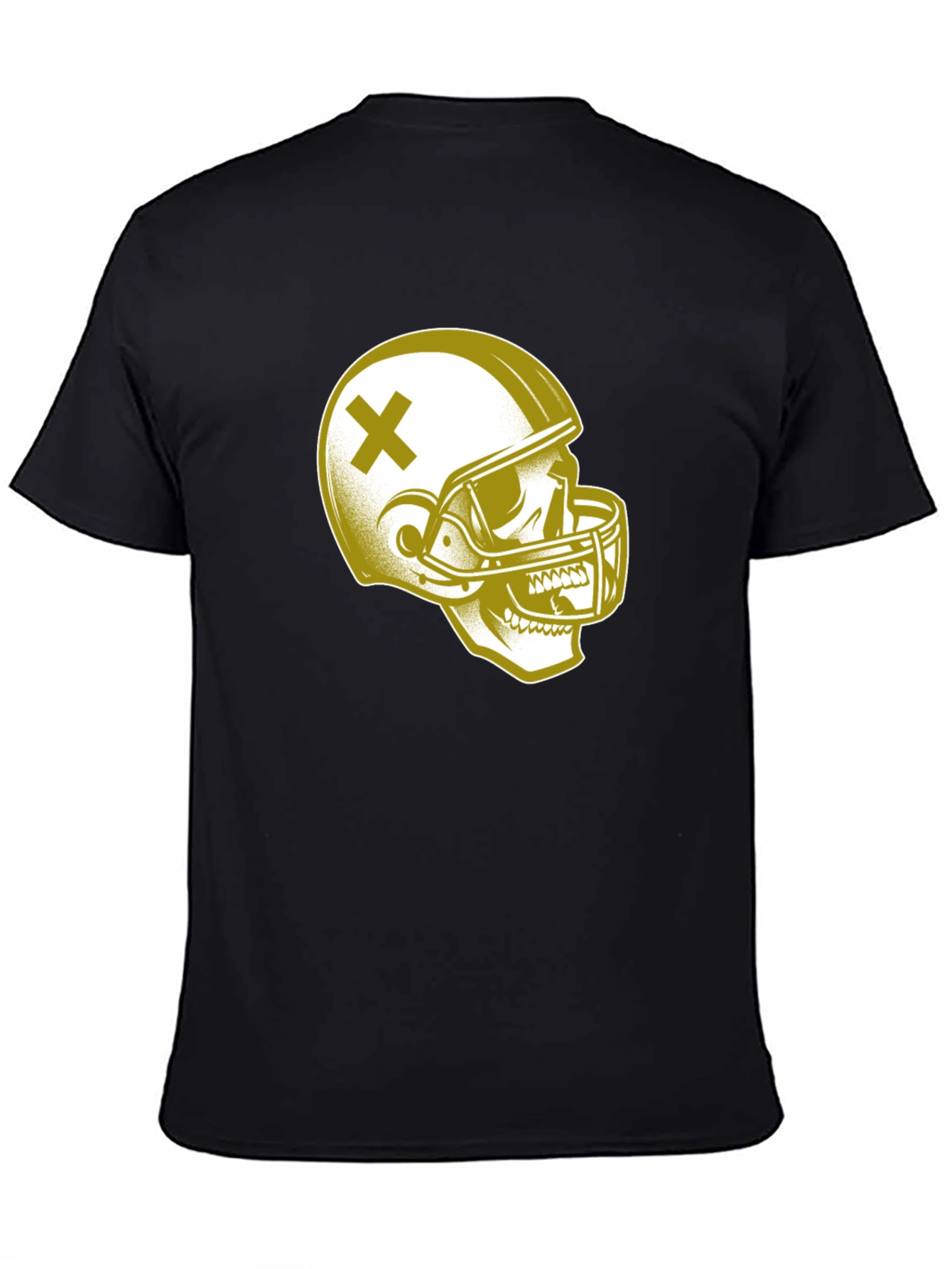 Black Skull Football Helmet Graphic T-Shirt view 4