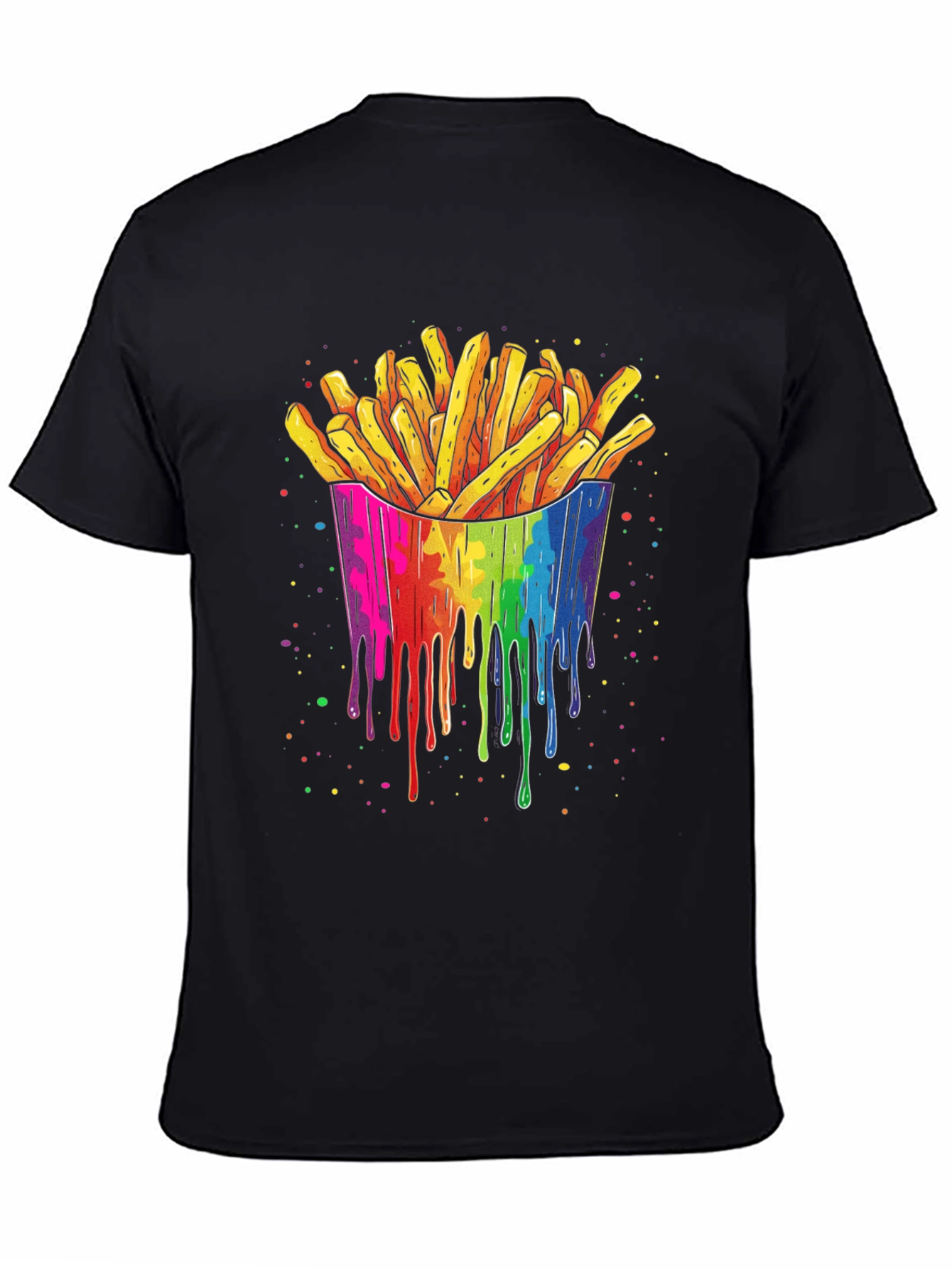 Black Rainbow Fries Graphic Tee - Unisex Black T-Shirt view 4