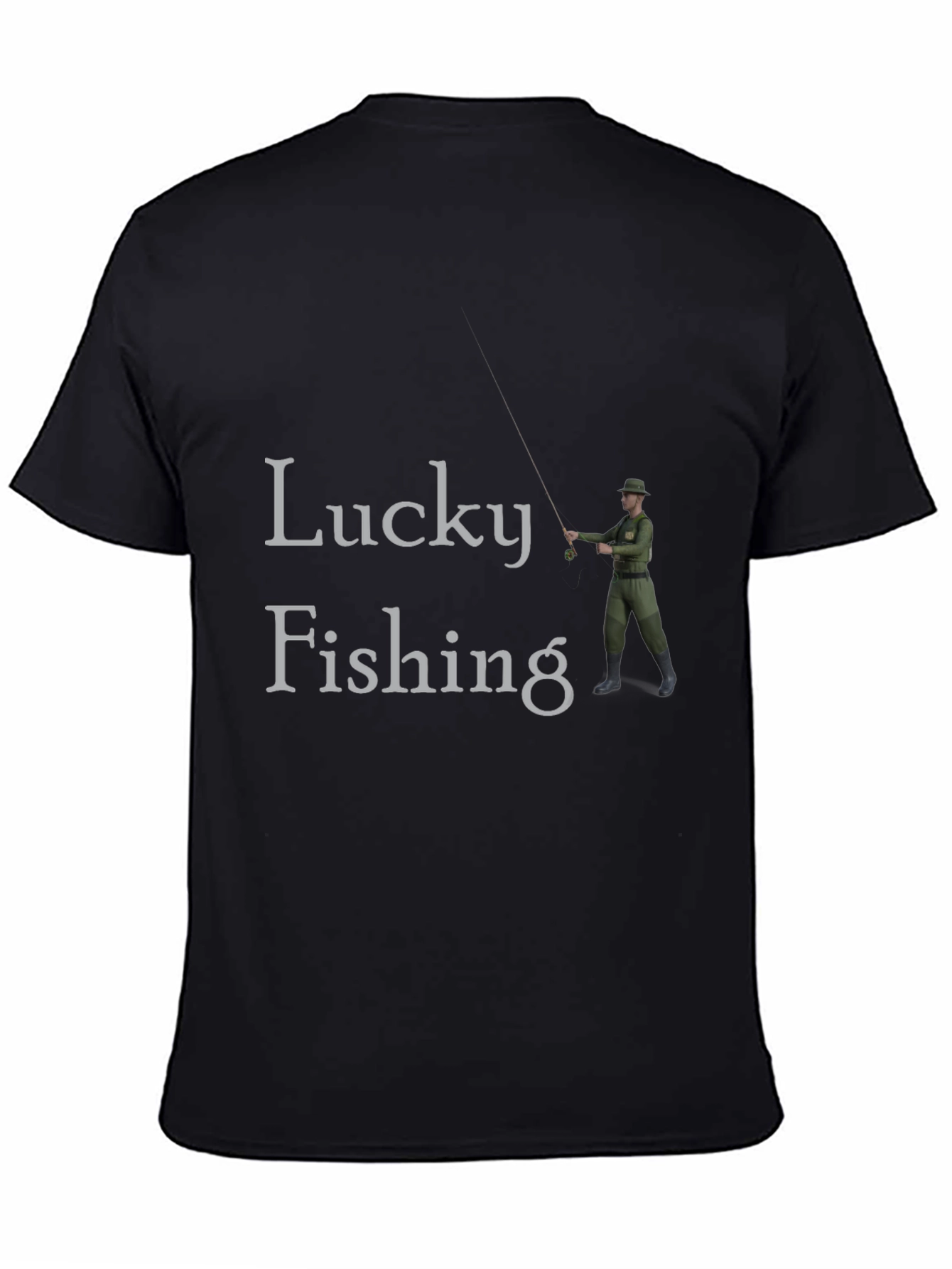 Black Lucky Fishing Graphic Tee - Black Cotton view 4