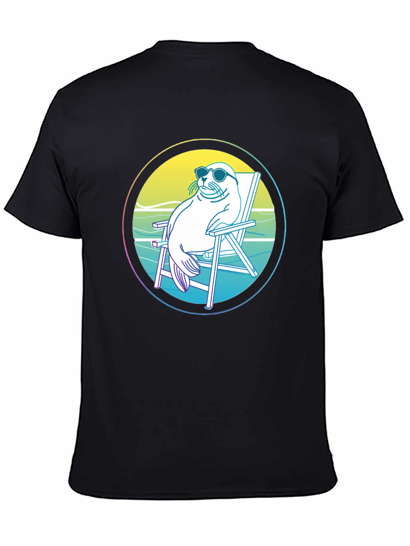 Black Relaxed Seal T-Shirt - Beach Vibes view 4