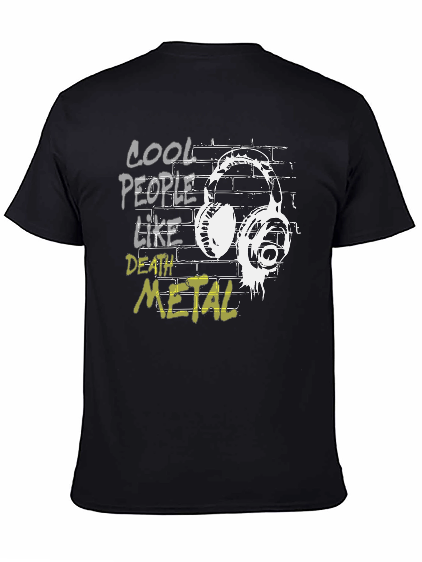 Black Cool People Like Death Metal Graphic T-Shirt view 4