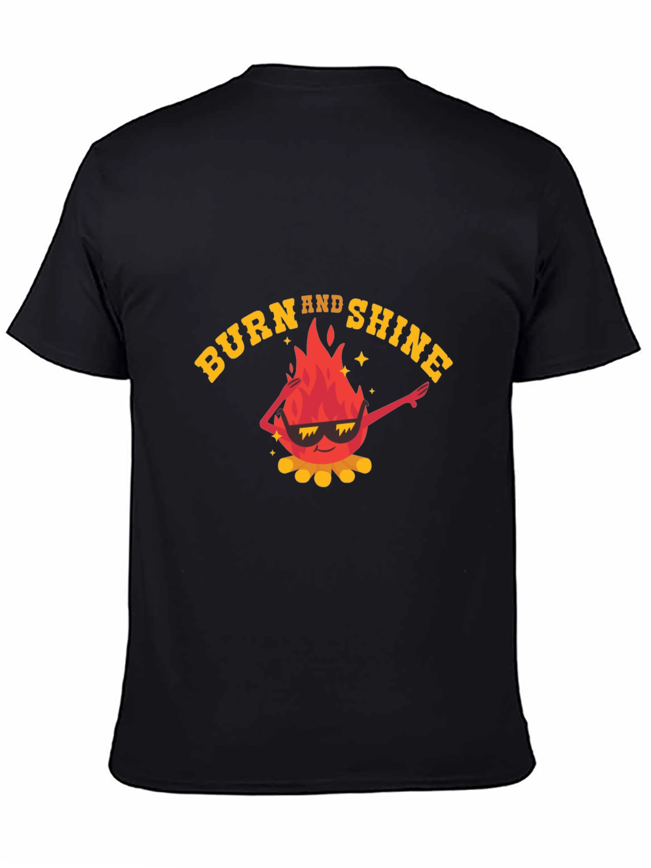 Black Burn and Shine Graphic Tee - Cool Fire Design view 4