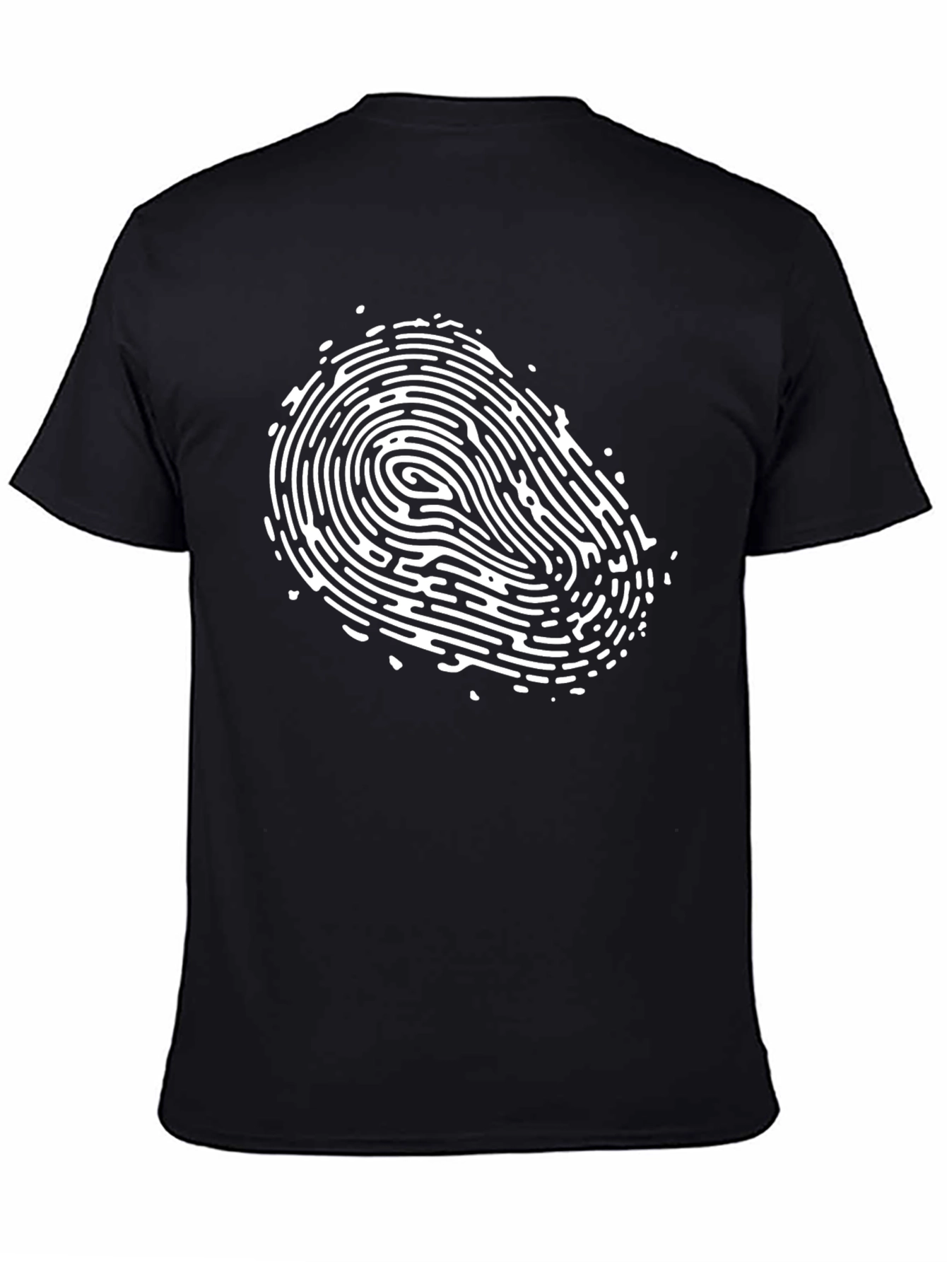 Black Fingerprint Graphic Print Crew Neck T-Shirt view 4