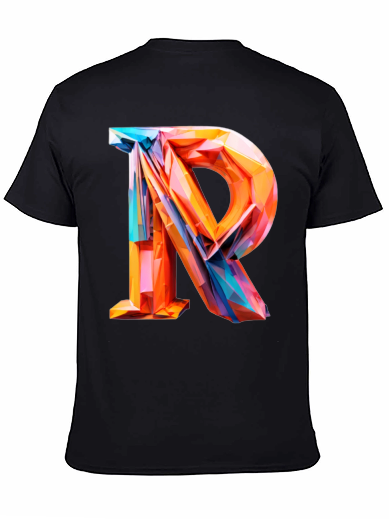 Black Abstract Letter R Graphic Tee - Modern Geometric Design view 4