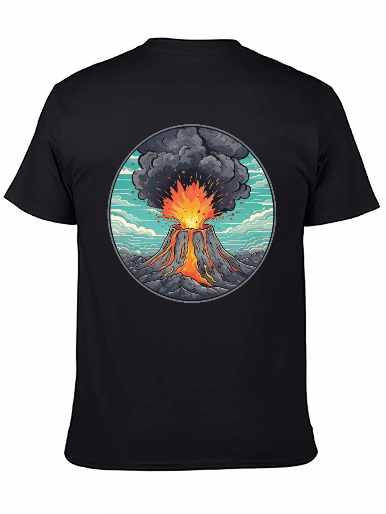Black Volcano Eruption Graphic Tee - Black Cotton Blend view 4