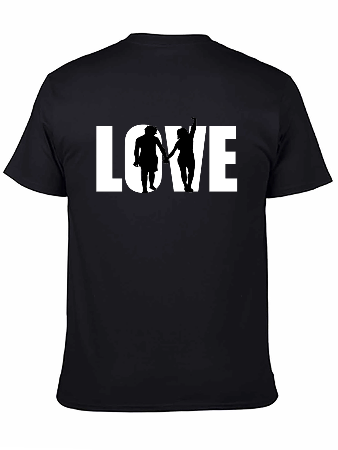 Black LOVE Graphic Tee - Couple Silhouette Black T-Shirt view 4
