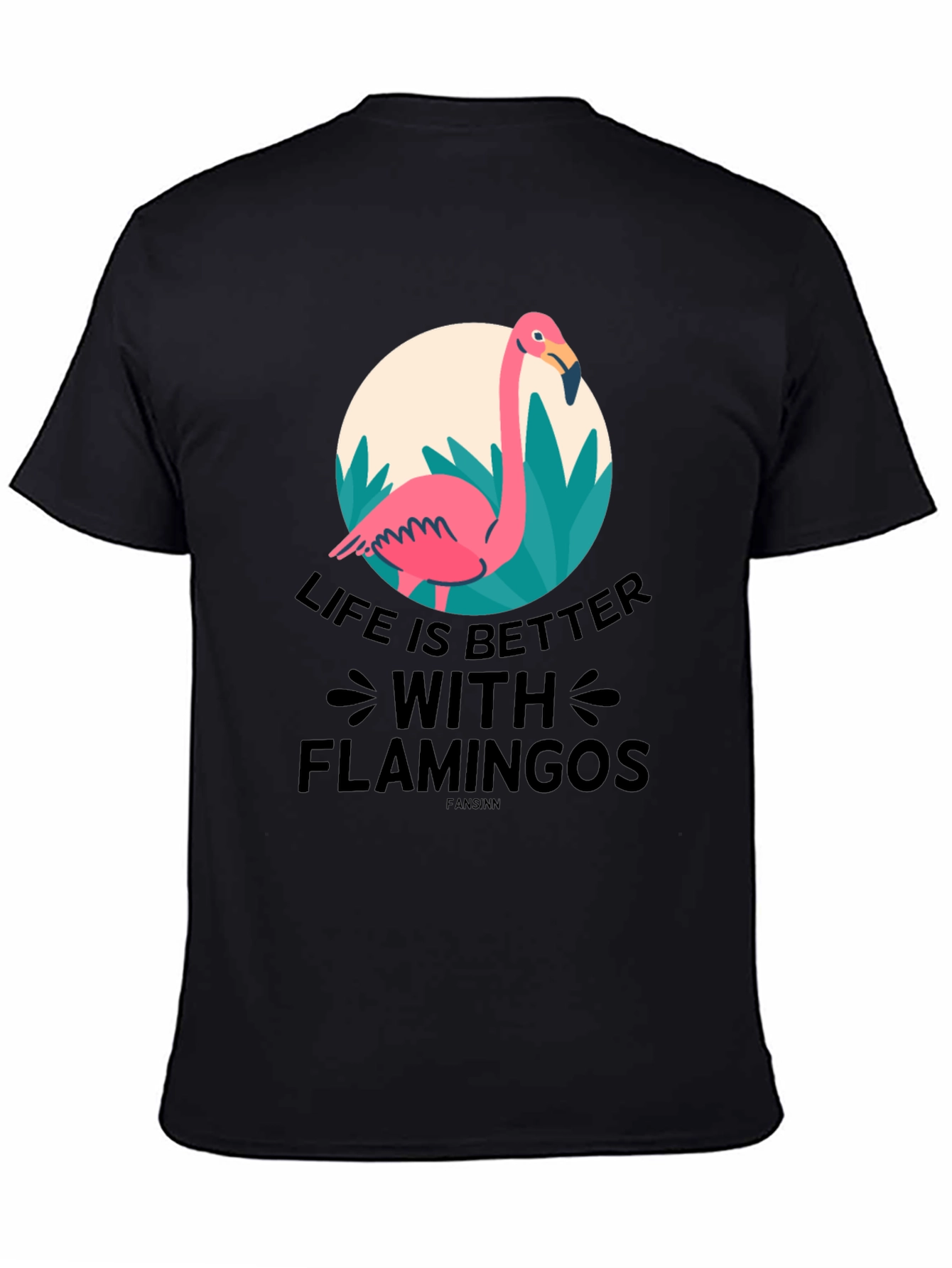 Black Life is Better with Flamingos T-Shirt view 4