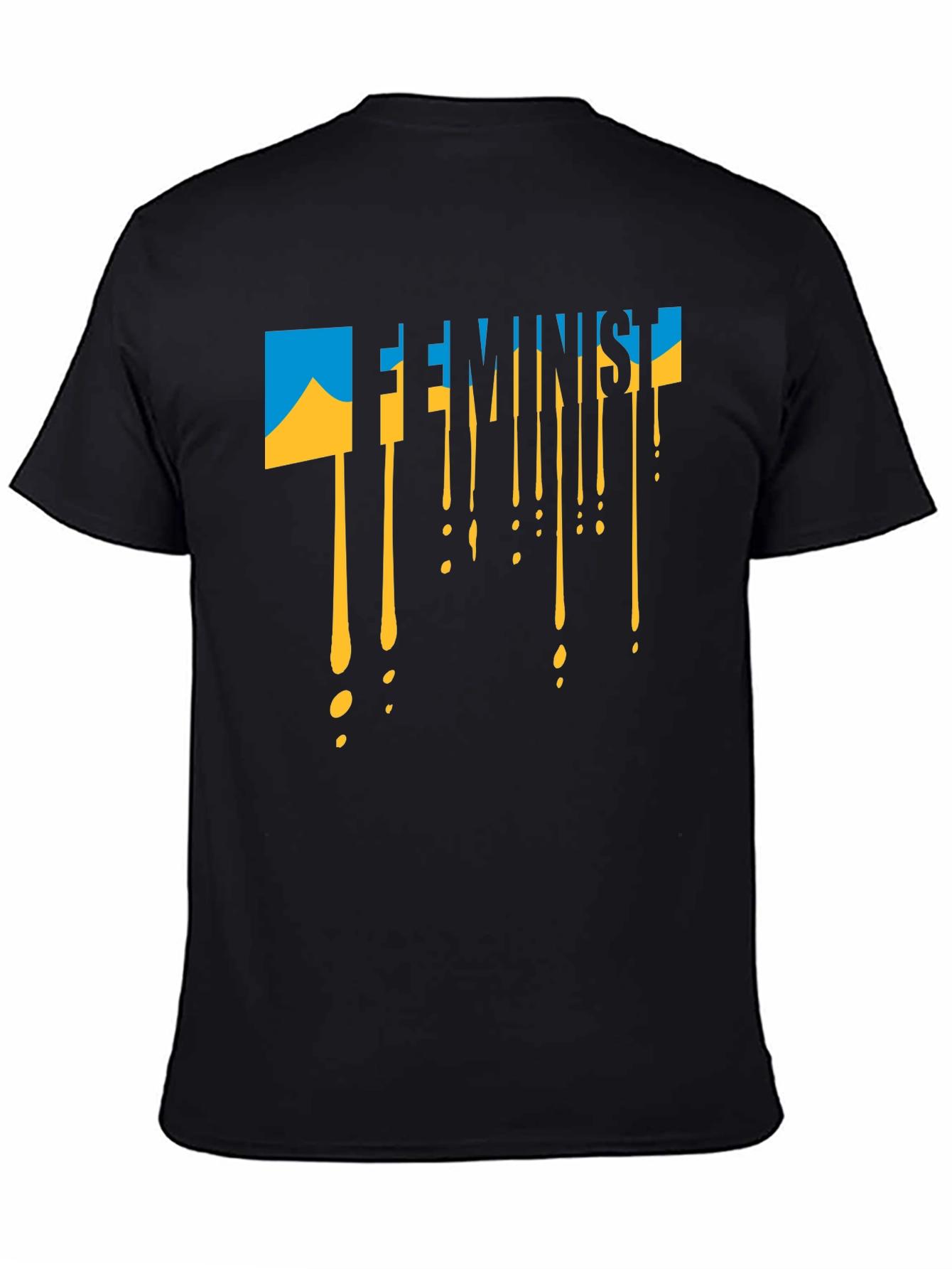 Black Feminist Ukraine Flag Drip T-Shirt view 4