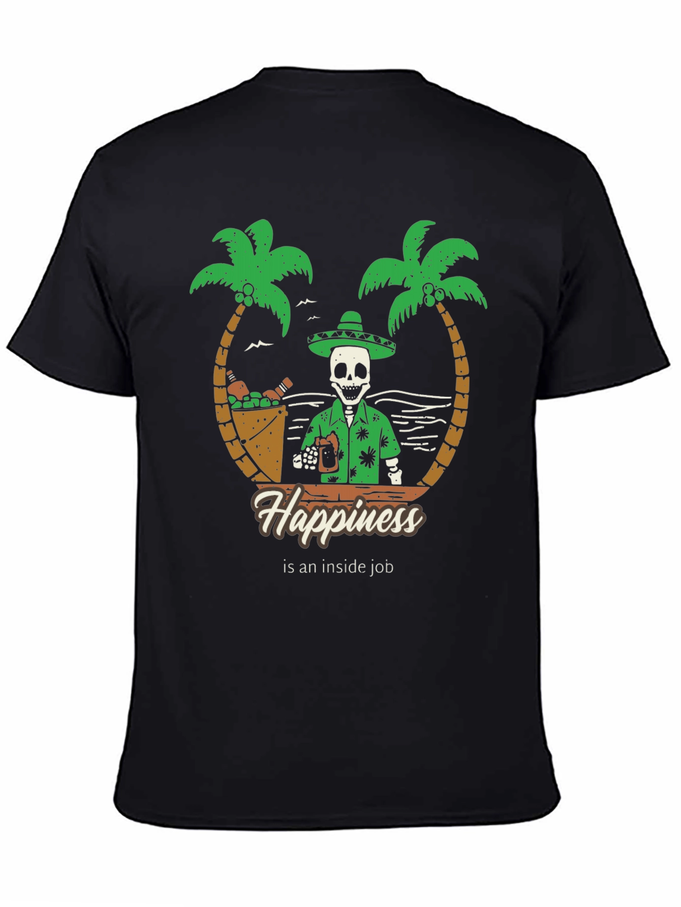 Black Happiness Inside Job Skeleton T-Shirt view 4