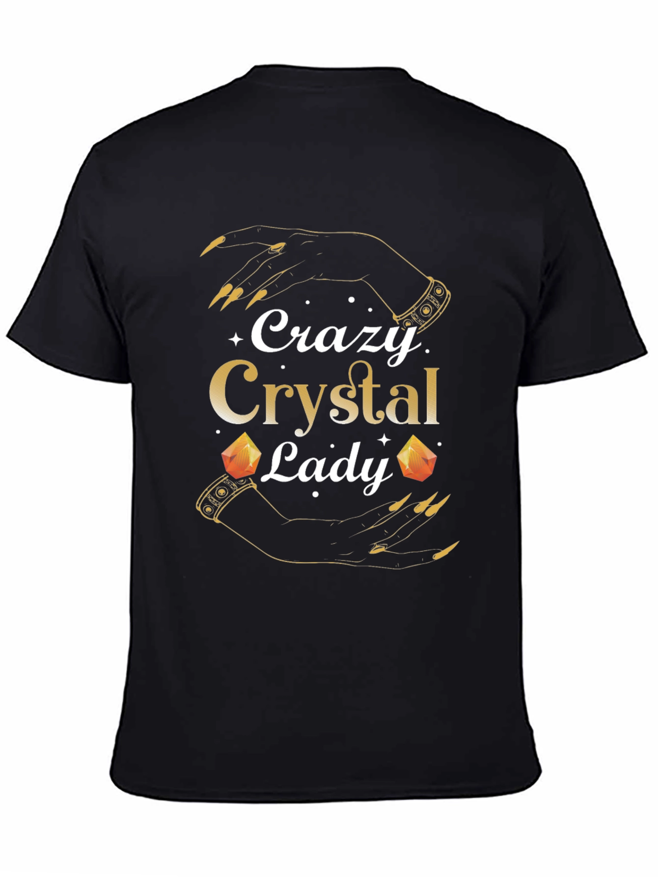 Black Crazy Crystal Lady Graphic T-Shirt - Unique Design view 4