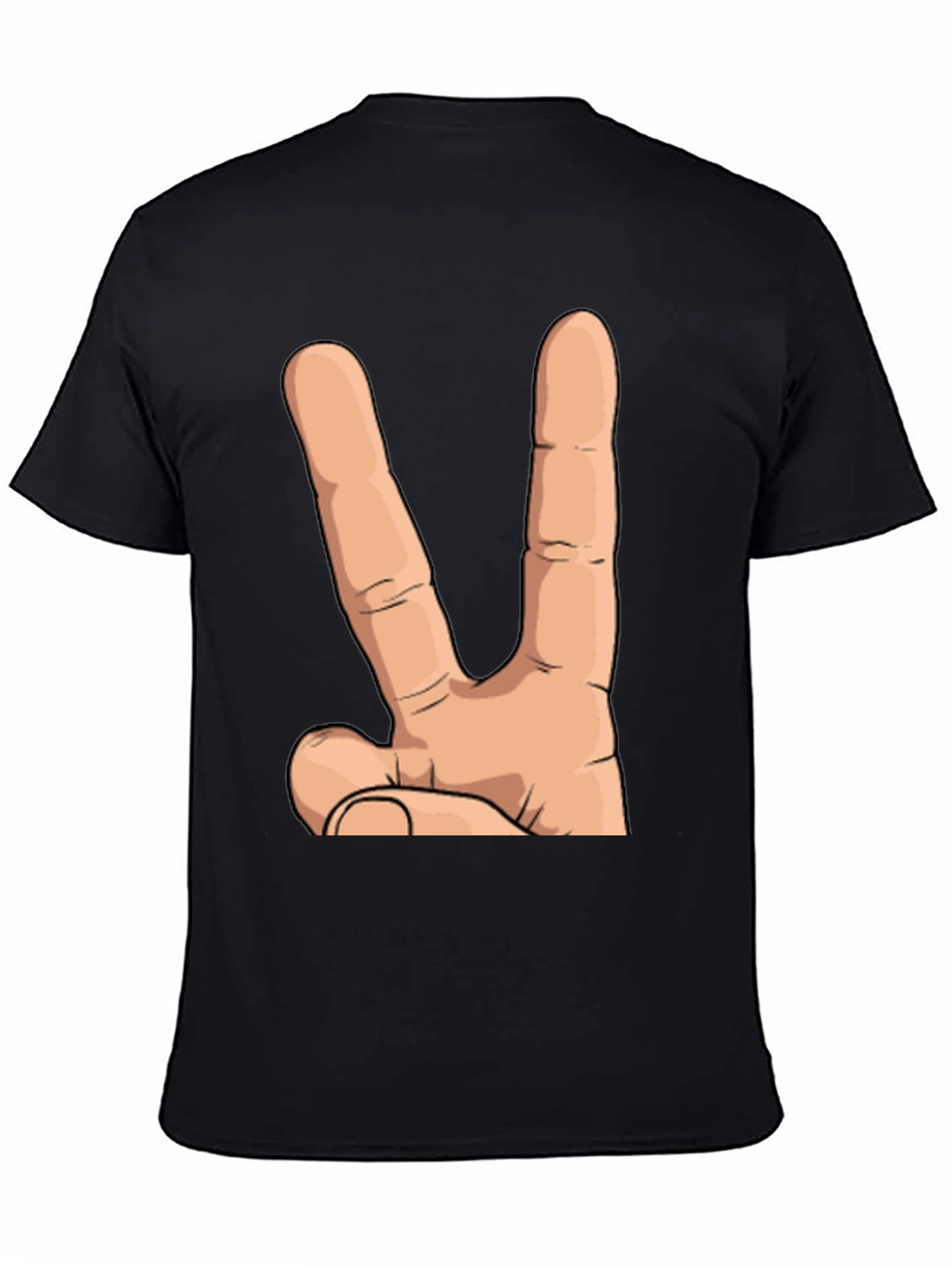 Black Peace Hand Sign Graphic T-Shirt - Unisex Cotton Tee view 4