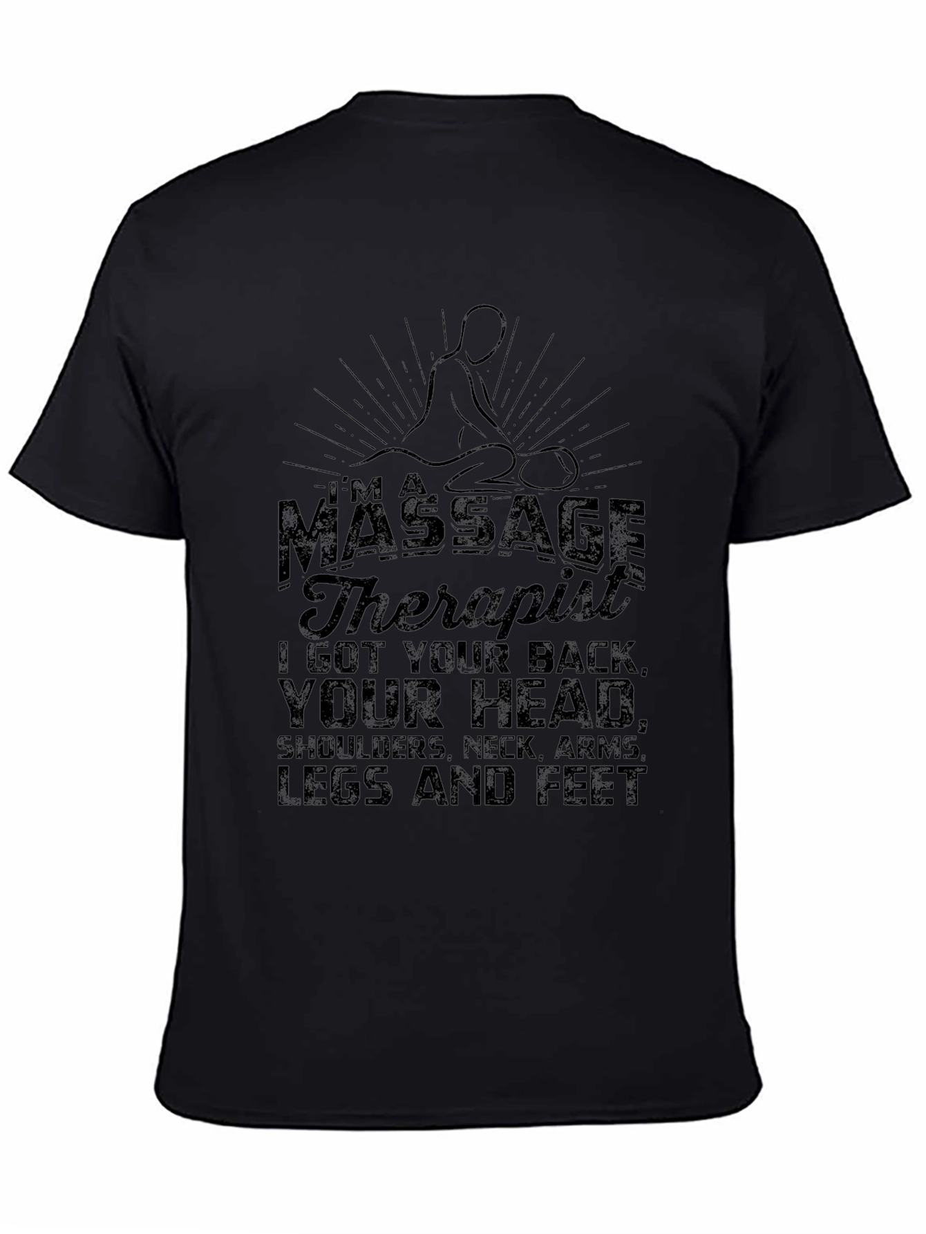 Black Massage Therapist Graphic T-Shirt - I Got Your Back view 4