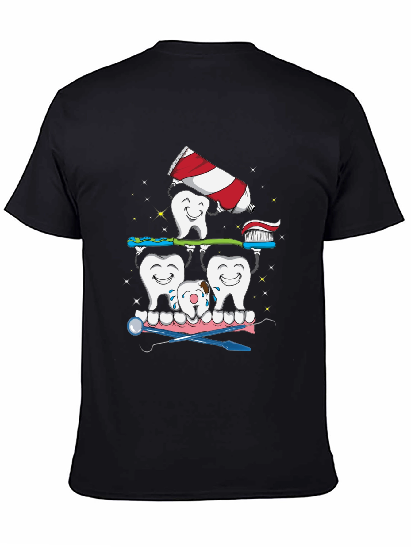 Black Dental Cartoon T-Shirt view 4