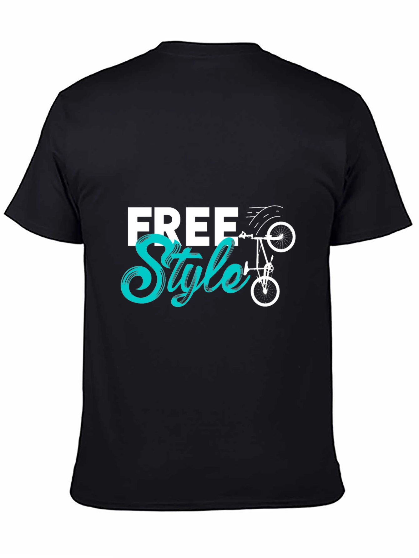 Black Freestyle Bike Graphic Tee - Cool Black Cotton T-Shirt view 4