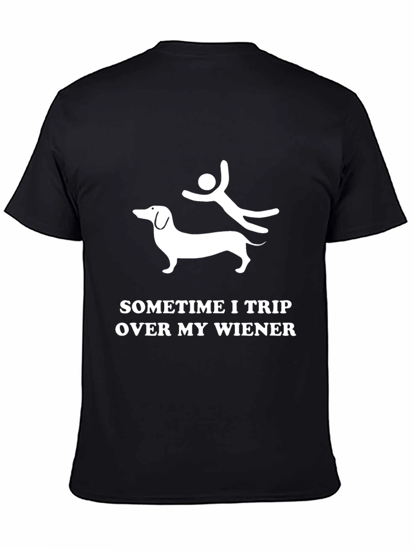 Black Funny Dachshund Wiener Trip T-Shirt view 4