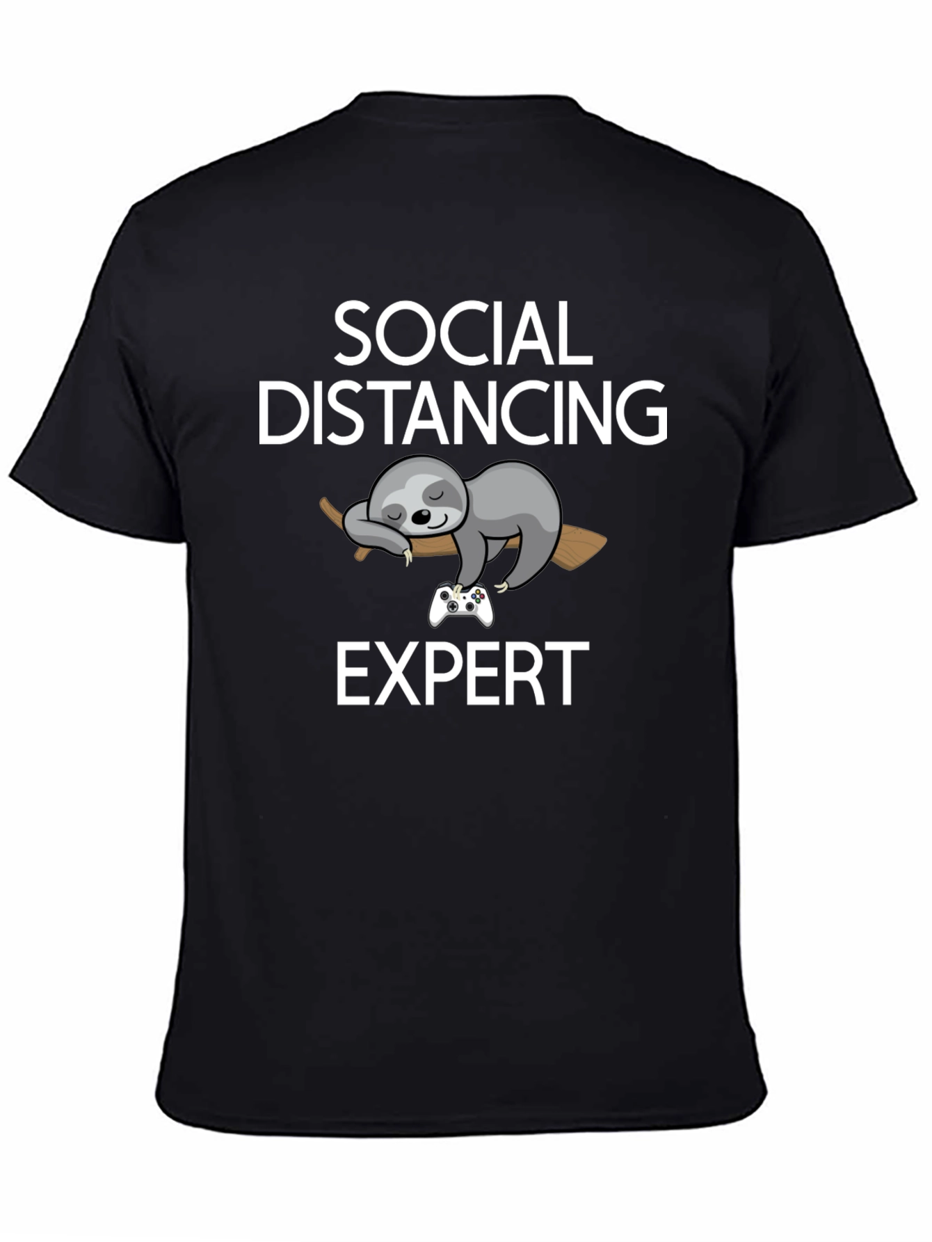 Black Social Distancing Expert Sloth Graphic Tee view 4