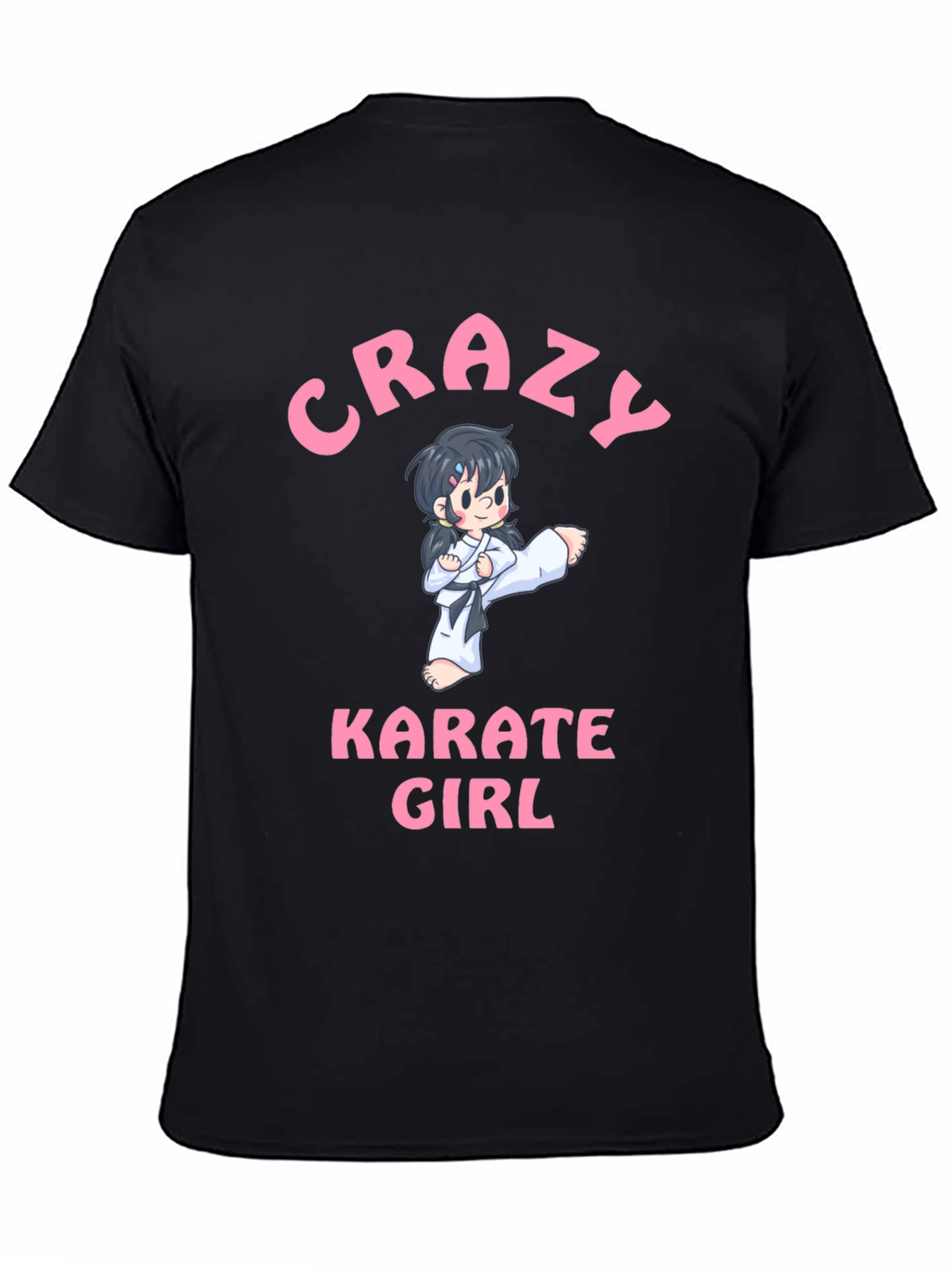 Black Crazy Karate Girl Black T-Shirt view 4