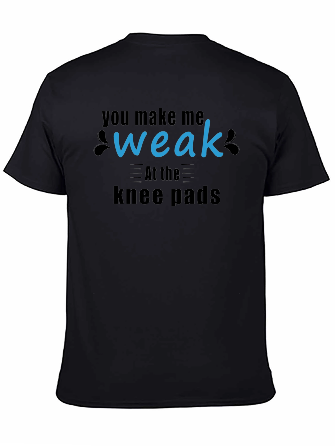 Black Humorous "Weak at the Knee Pads" Graphic Tee view 4