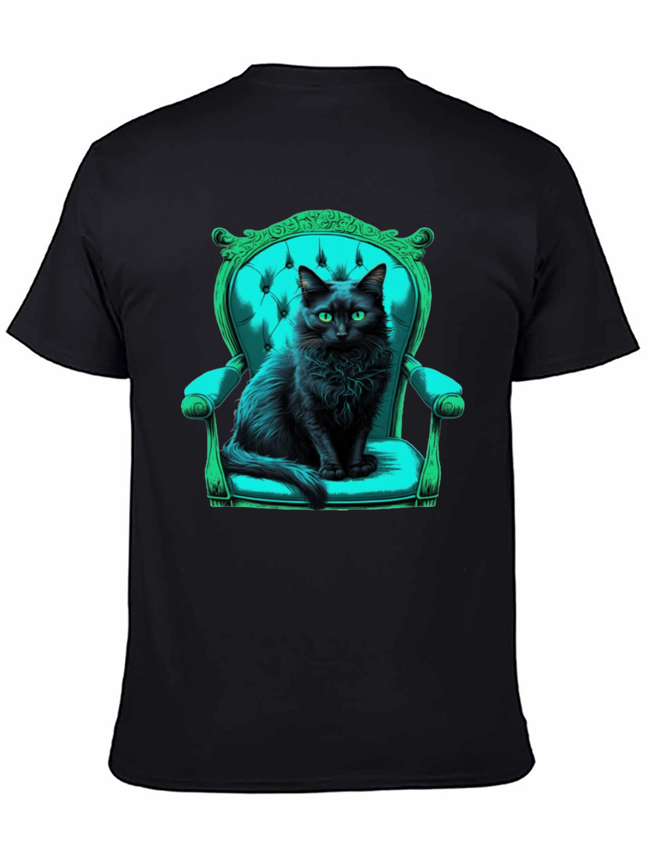 Black Black Cat in Chair Graphic Tee view 4