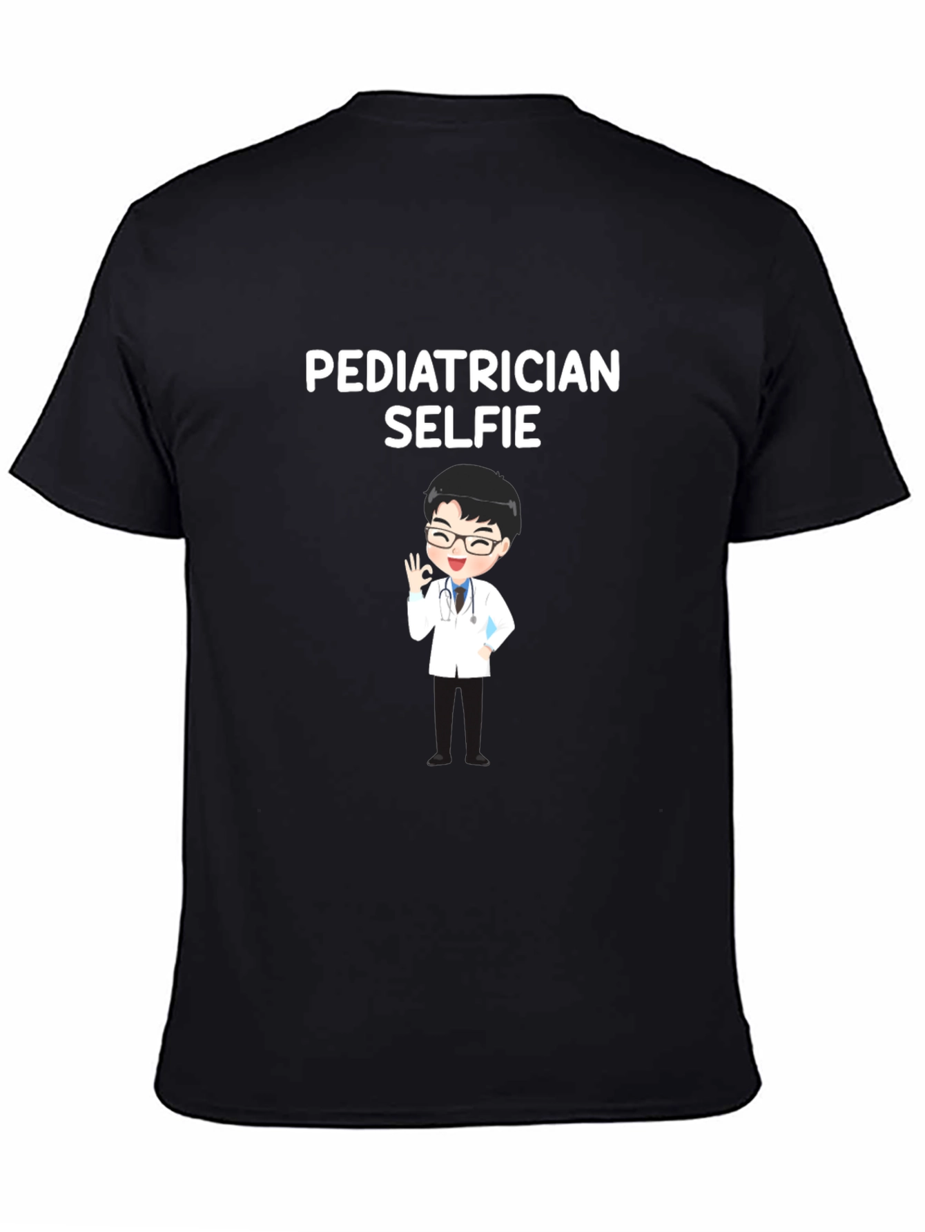 Black Pediatrician Selfie T-Shirt - Black view 4