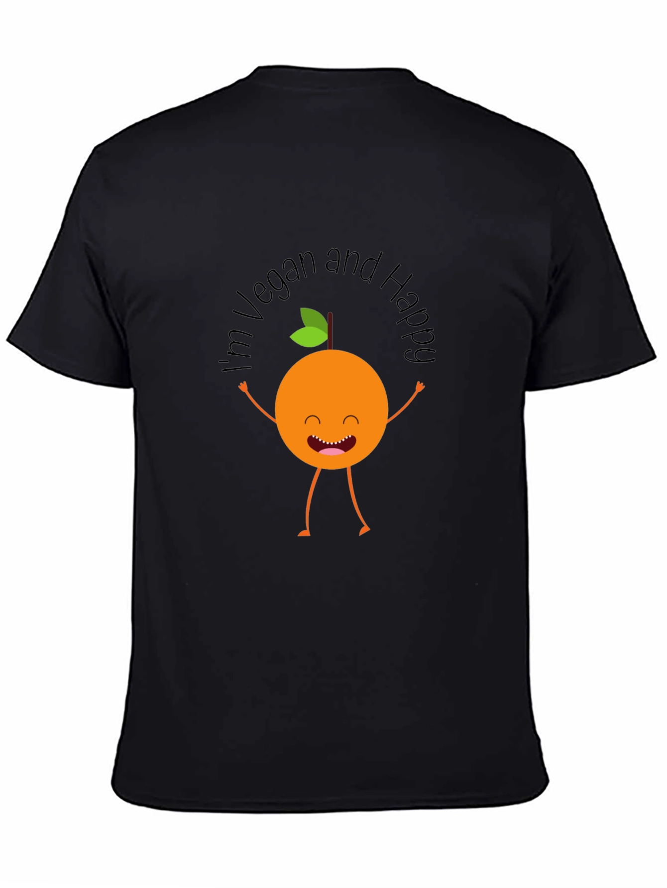 Black Vegan & Happy Graphic Tee - Black view 4