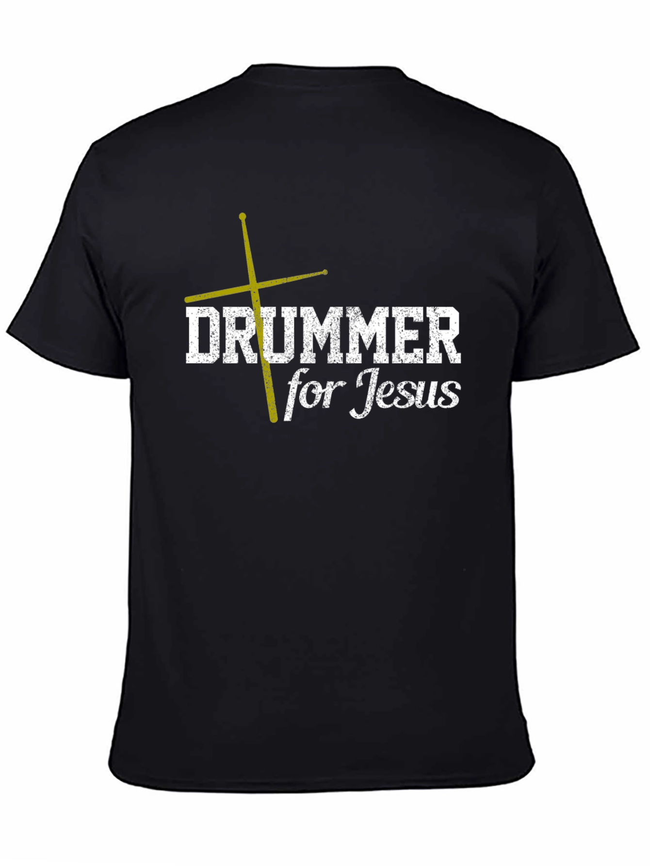 Black Drummer for Jesus Black T-Shirt - Christian Music Apparel view 4