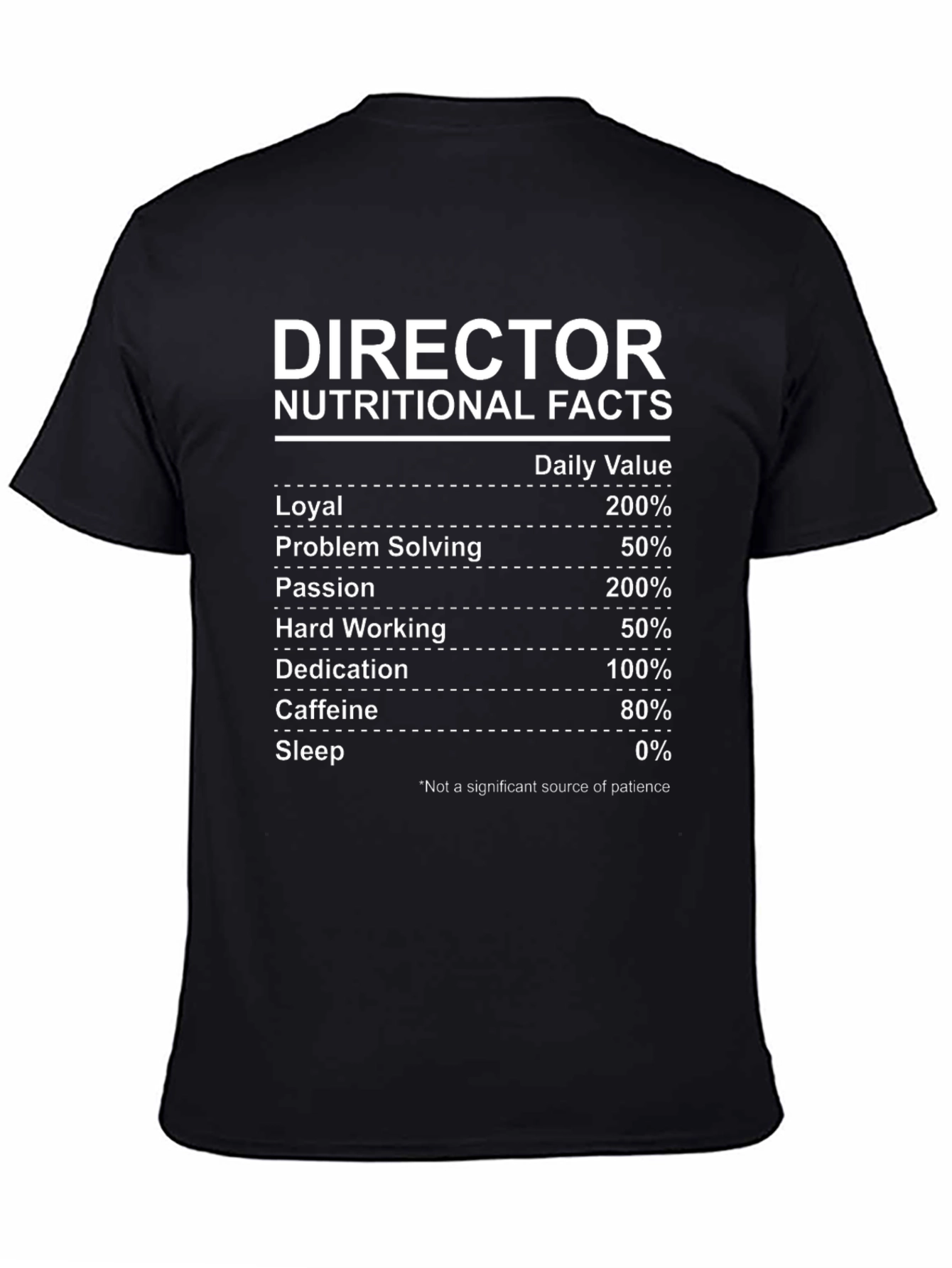 Black Director Nutritional Facts Funny T-Shirt view 4