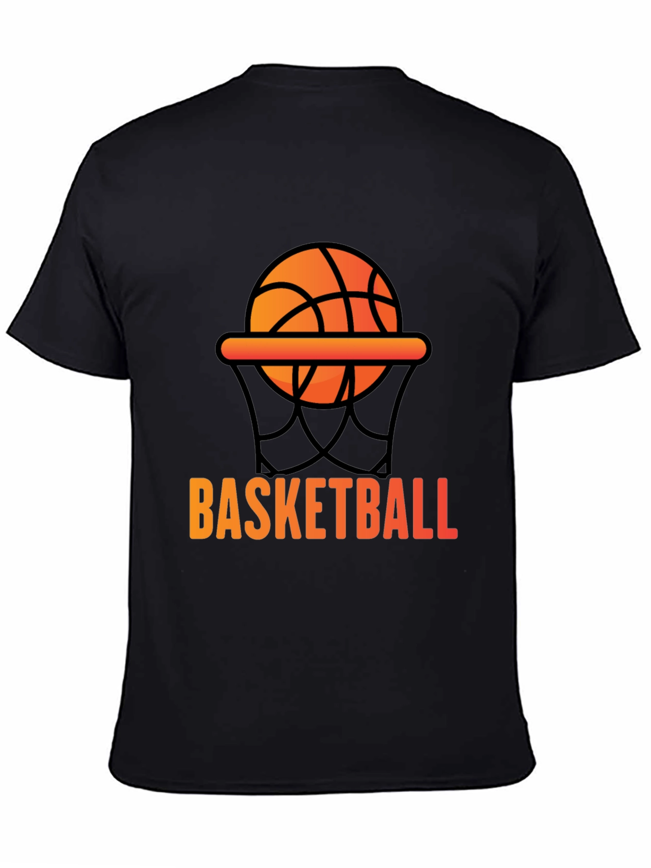 Black Basketball Graphic Tee - Black Cotton T-Shirt view 4