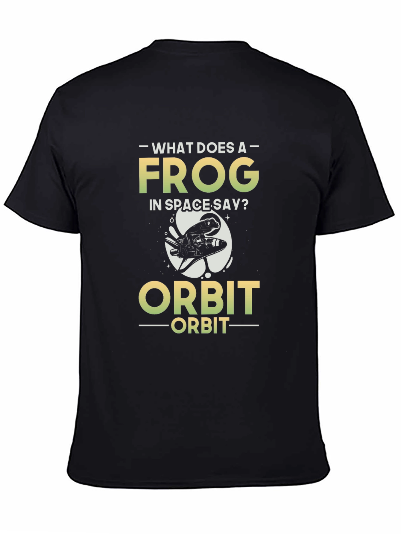 Black Funny Space Frog T-Shirt - What Does a Frog In Space Say? view 4
