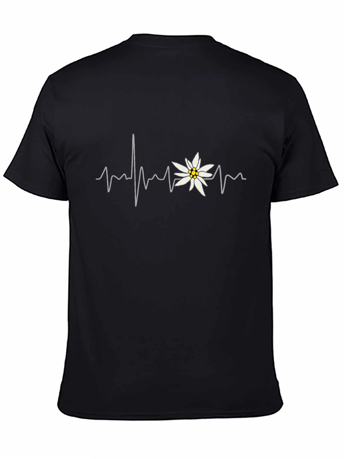 Black Edelweiss Heartbeat Tee - Black Cotton Blend Shirt view 4