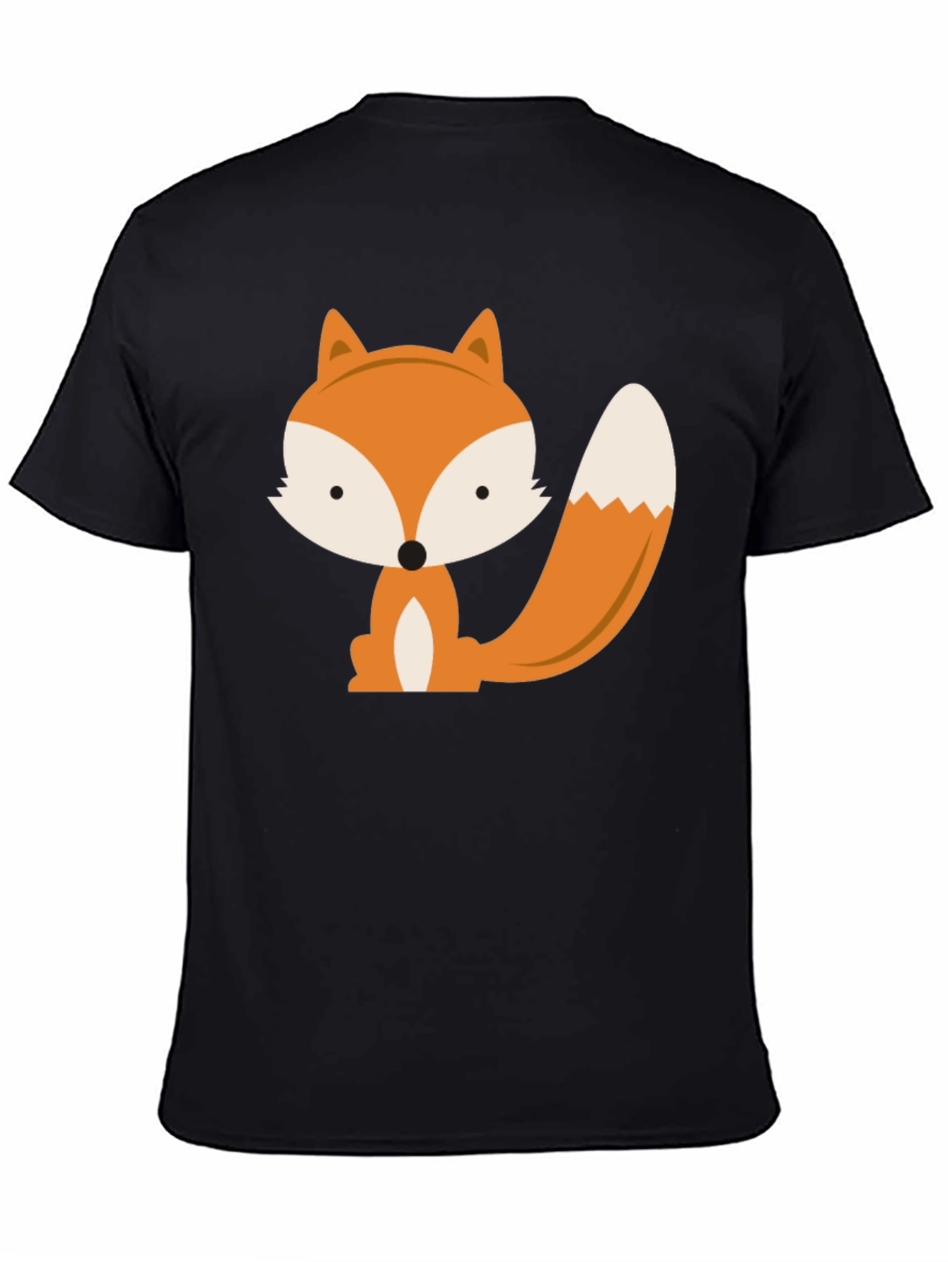 Black Cute Fox Graphic Tee - Black Unisex T-Shirt view 4