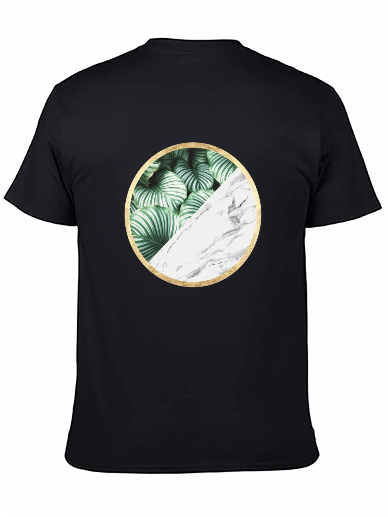 Nature Marble Circle Graphic Black Tee - 4