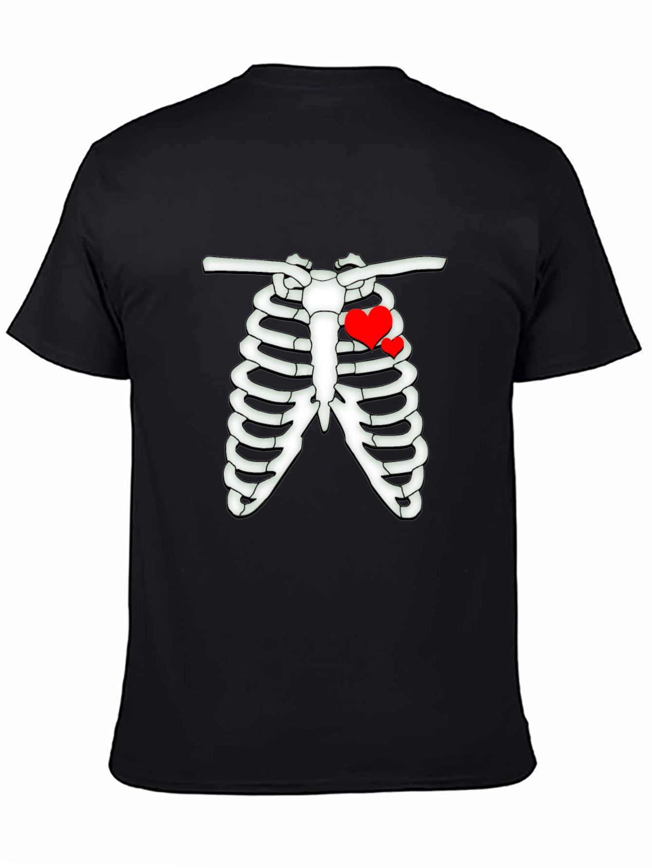 Black Heart Rib Cage Graphic Tee -  Men's Black T-Shirt view 4
