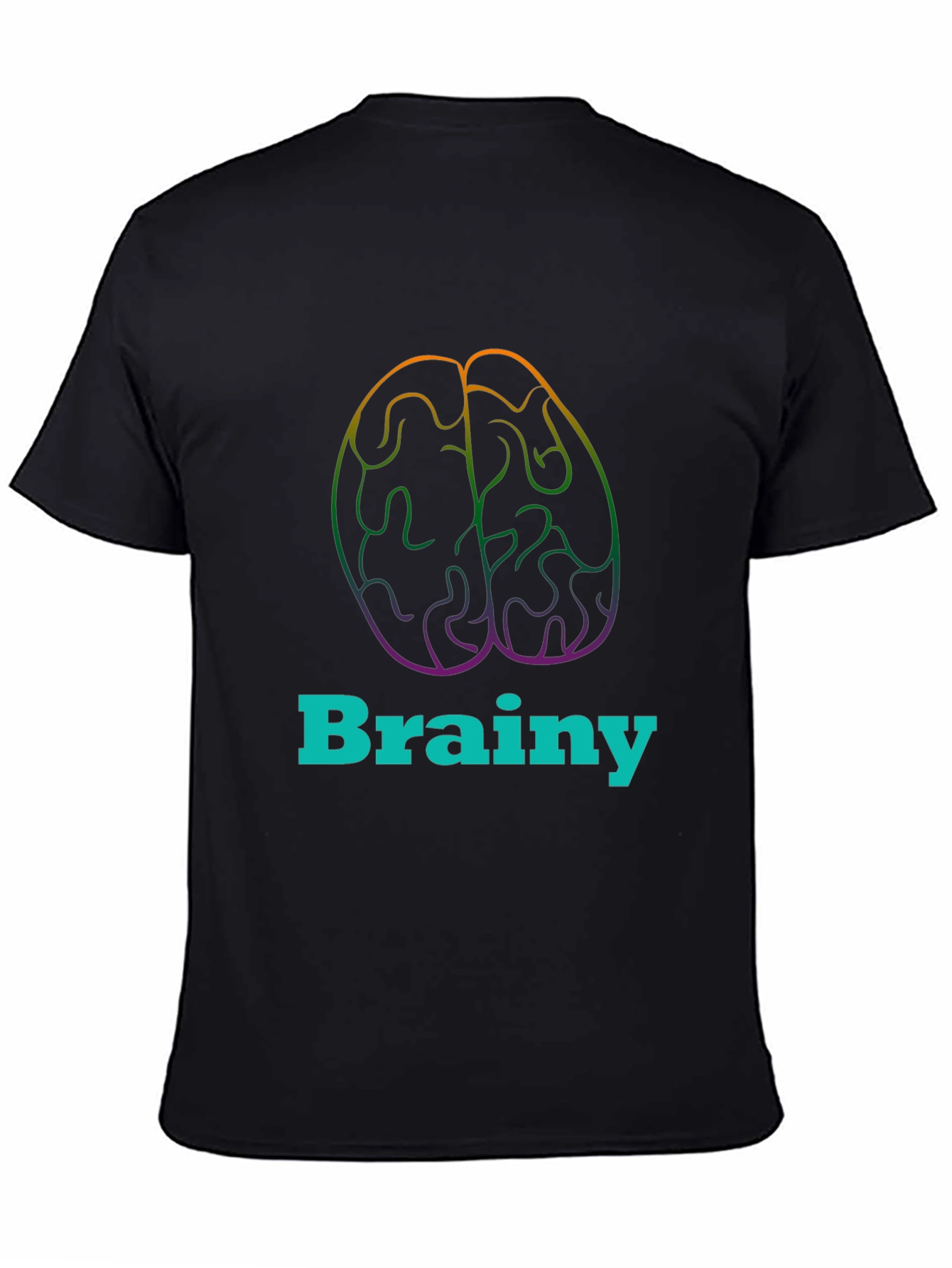 Black Brainy Tee - Colorful Brain Graphic T-Shirt view 4
