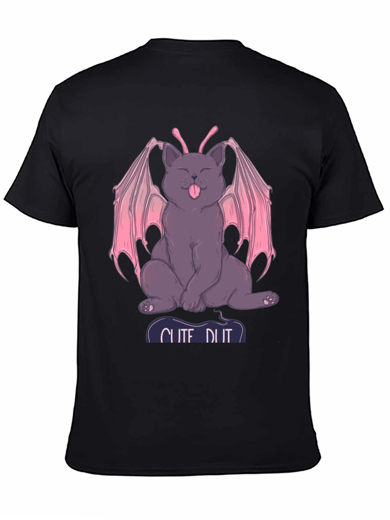 Black Cute Devil Cat Tee - Funny Graphic T-Shirt view 4